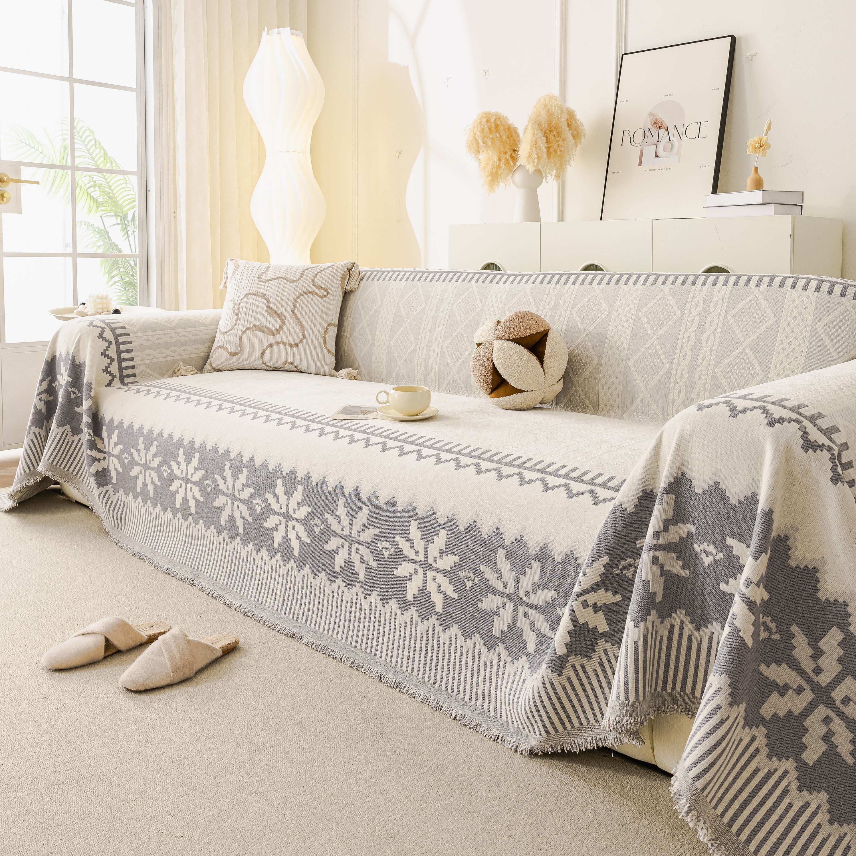 Thick Jacquard Couch Cover for Sectional Sofas, Cozy Washable Sofa Cover Throw Blanket - Image 69