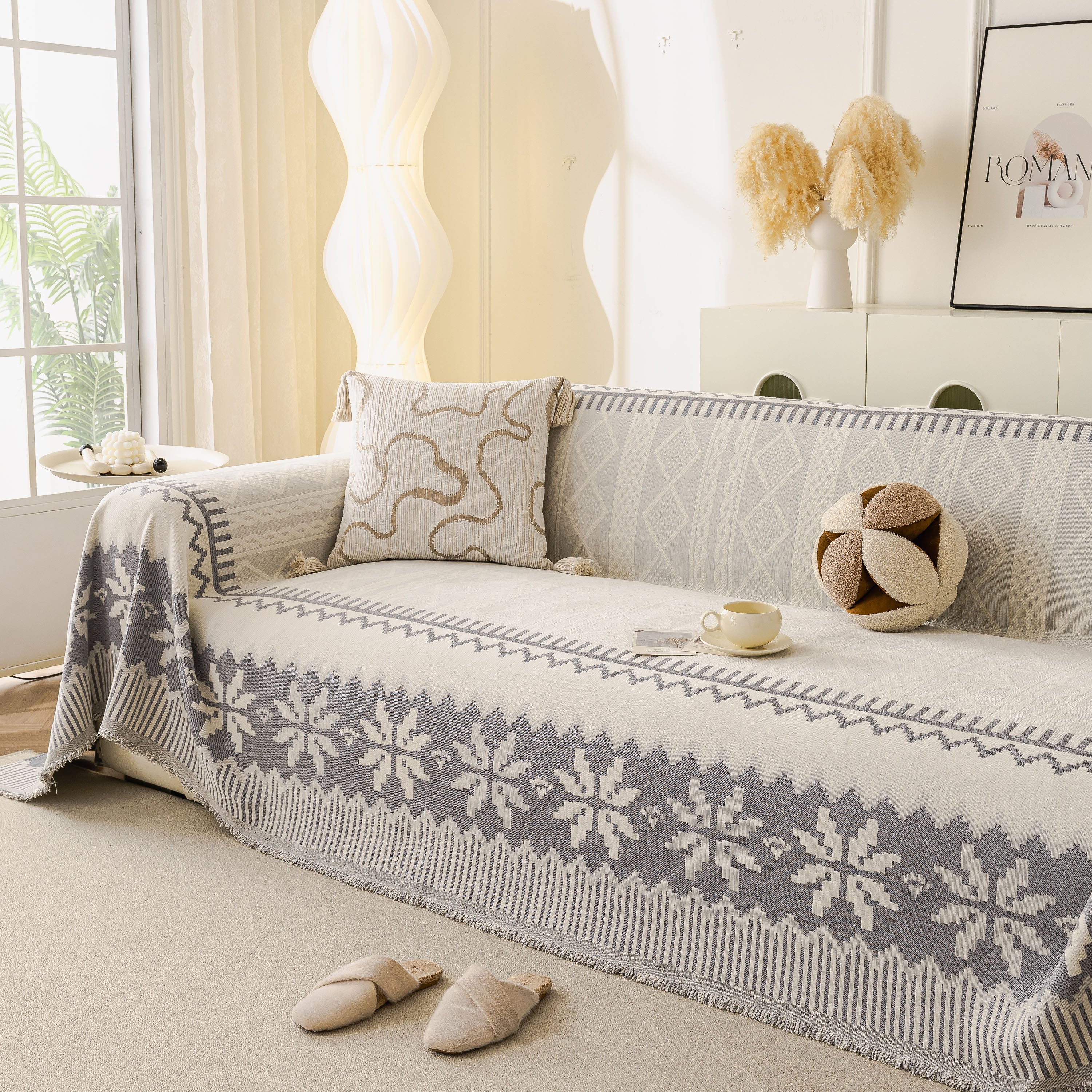Thick Jacquard Couch Cover for Sectional Sofas, Cozy Washable Sofa Cover Throw Blanket - Image 80