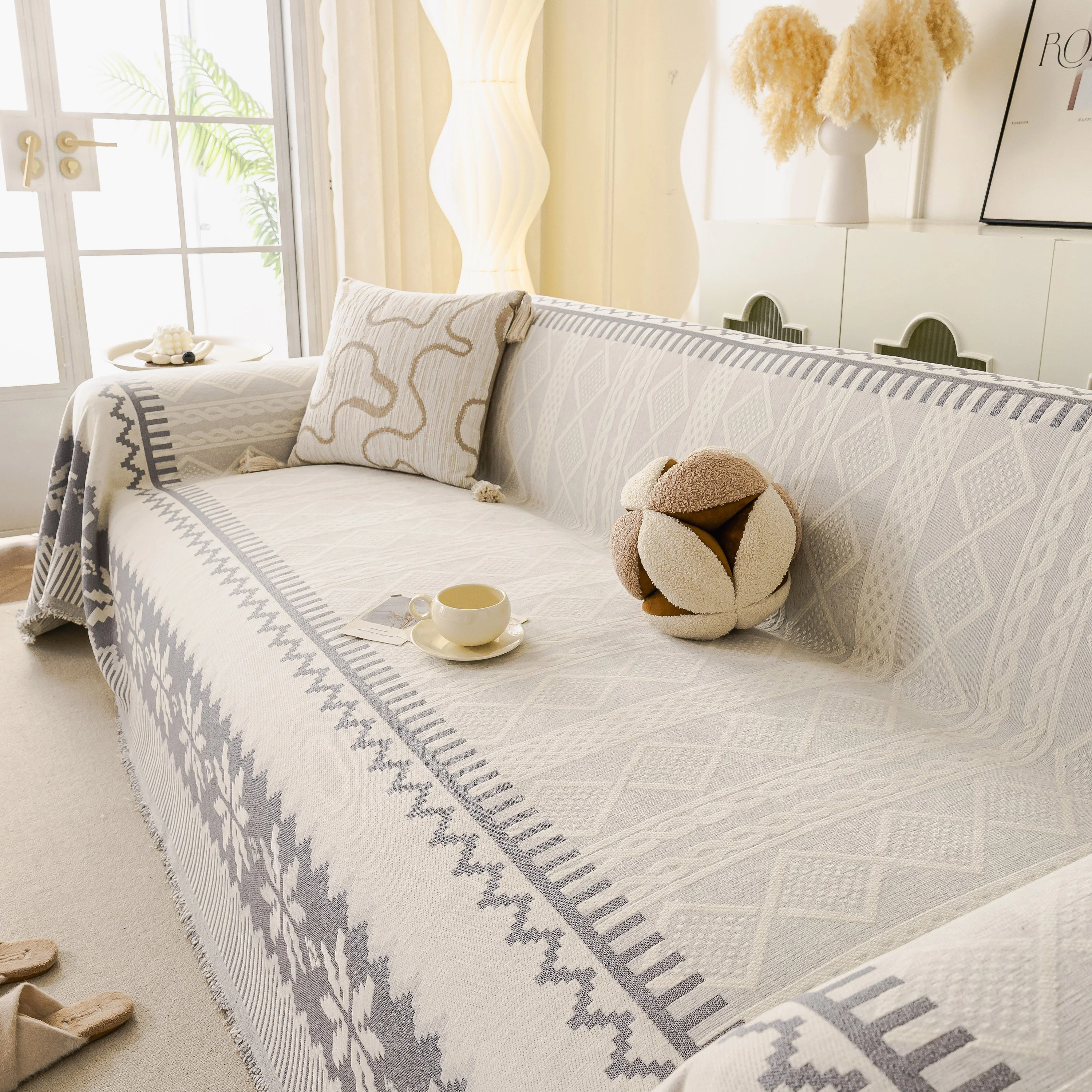 Thick Jacquard Couch Cover for Sectional Sofas, Cozy Washable Sofa Cover Throw Blanket - Image 81