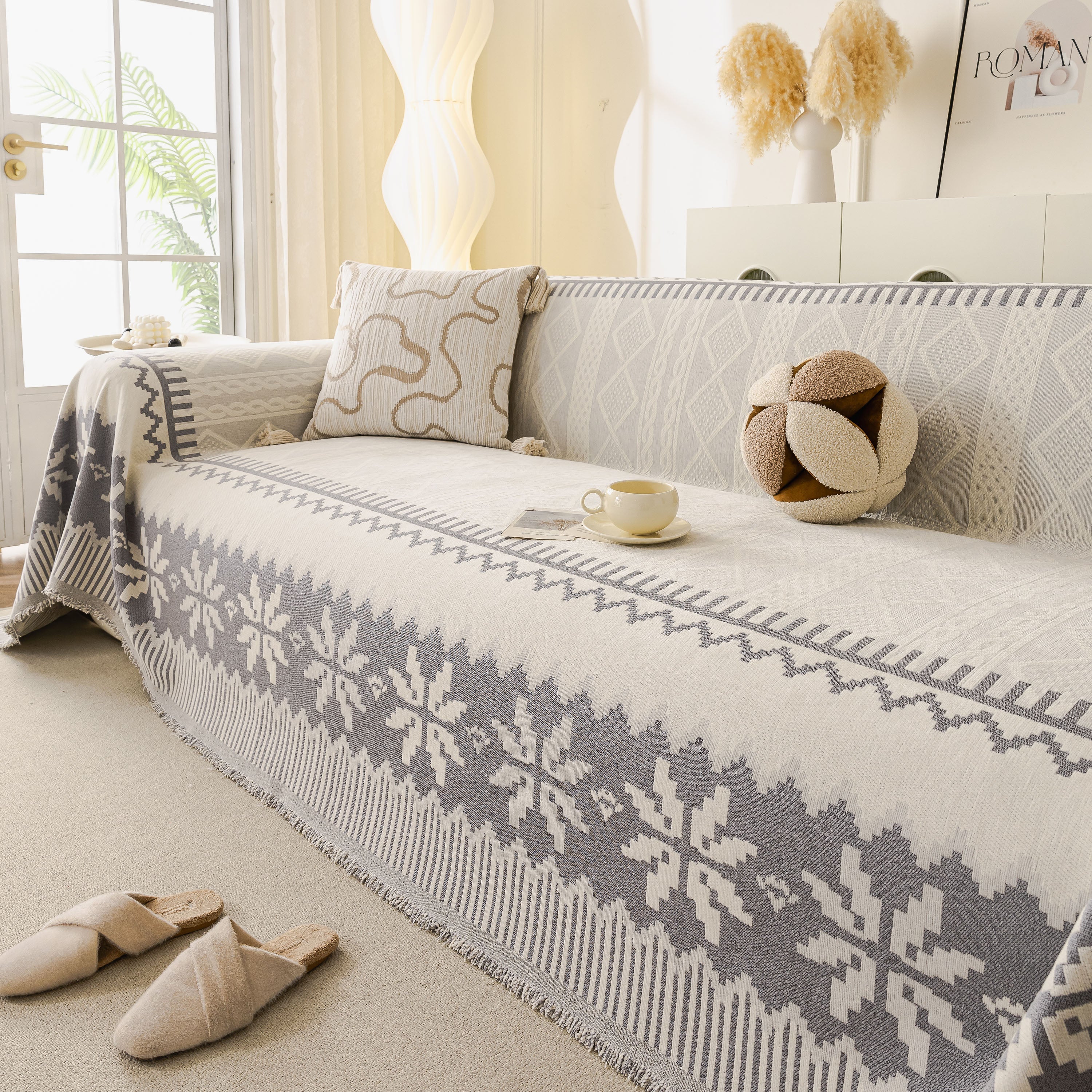 Thick Jacquard Couch Cover for Sectional Sofas, Cozy Washable Sofa Cover Throw Blanket - Image 83