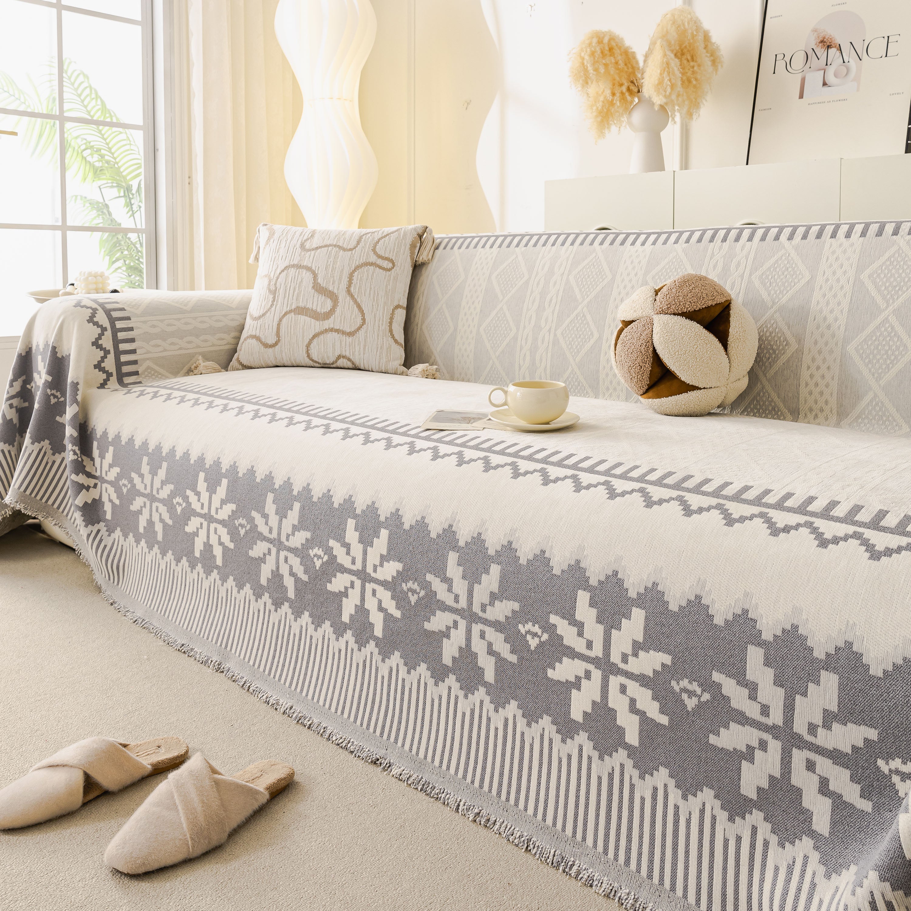 Thick Jacquard Couch Cover for Sectional Sofas, Cozy Washable Sofa Cover Throw Blanket - Image 84