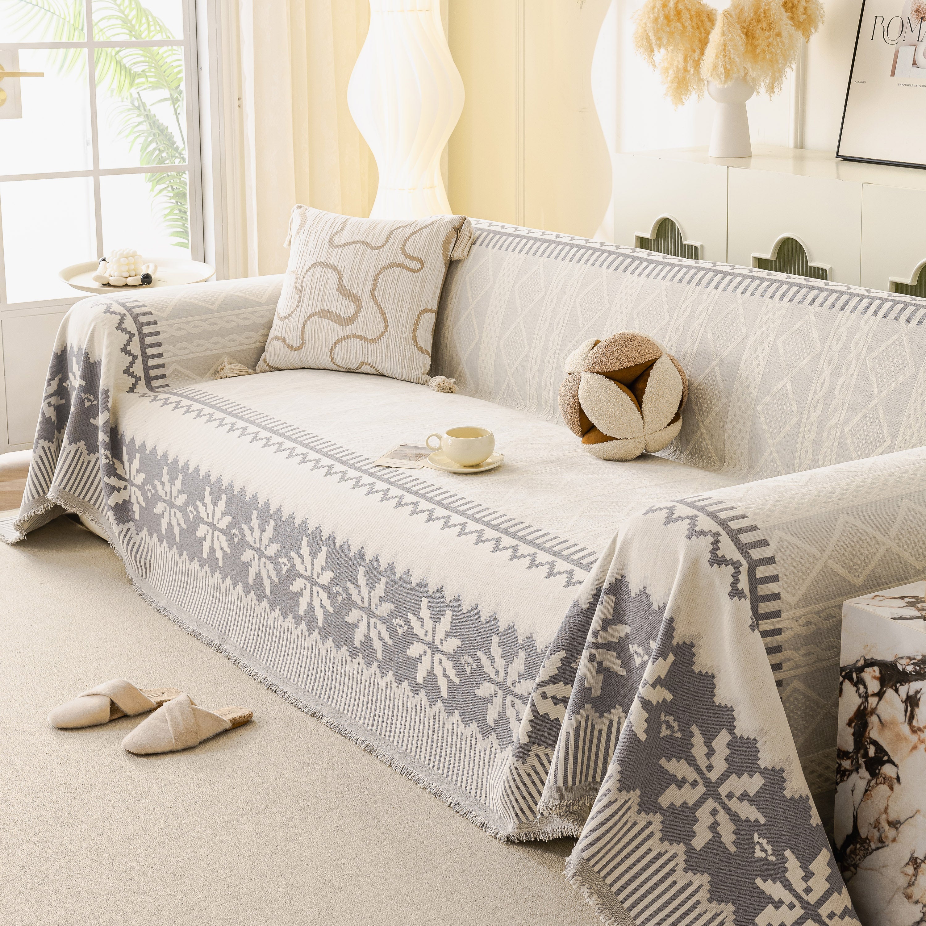 Thick Jacquard Couch Cover for Sectional Sofas, Cozy Washable Sofa Cover Throw Blanket - Image 85
