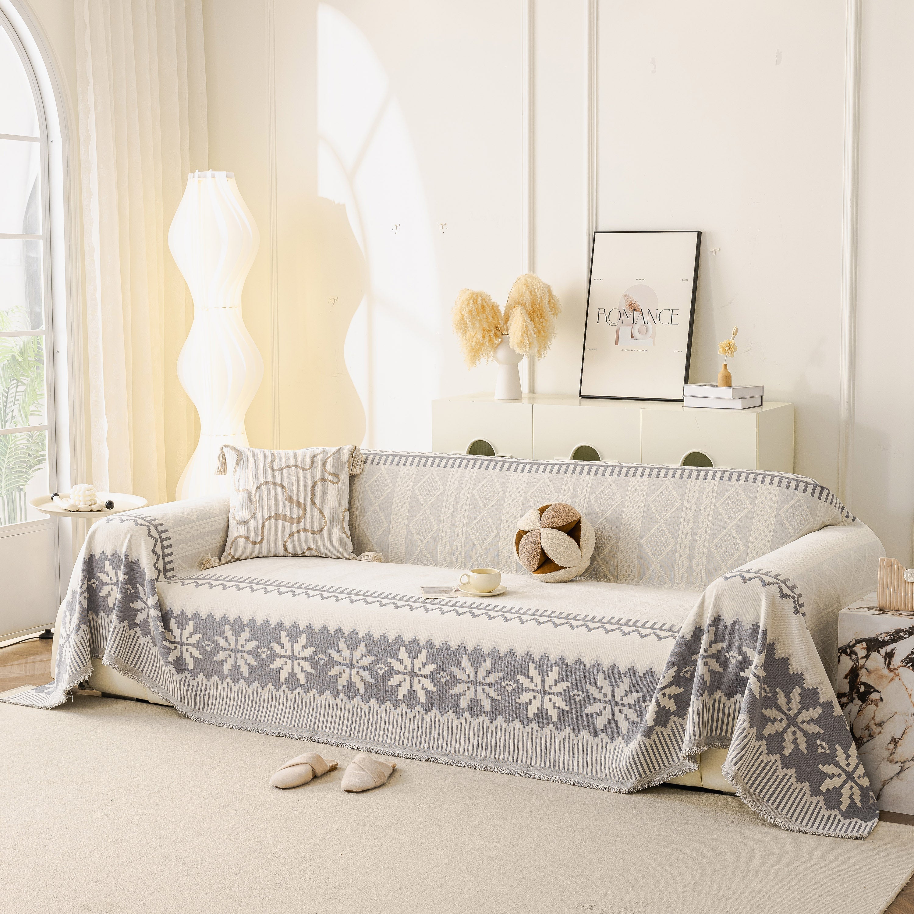 Thick Jacquard Couch Cover for Sectional Sofas, Cozy Washable Sofa Cover Throw Blanket - Image 86