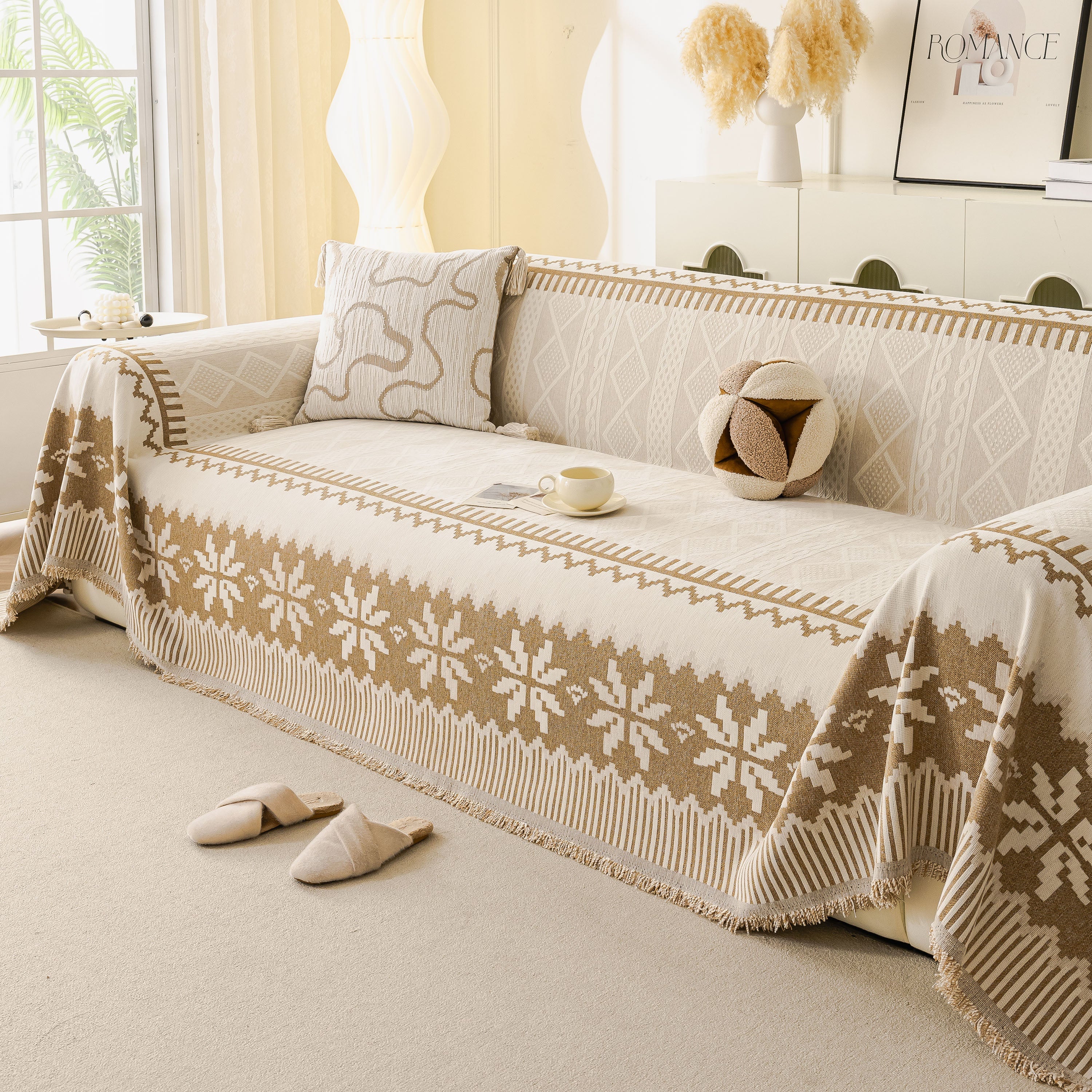 Thick Jacquard Couch Cover for Sectional Sofas, Cozy Washable Sofa Cover Throw Blanket - Image 88