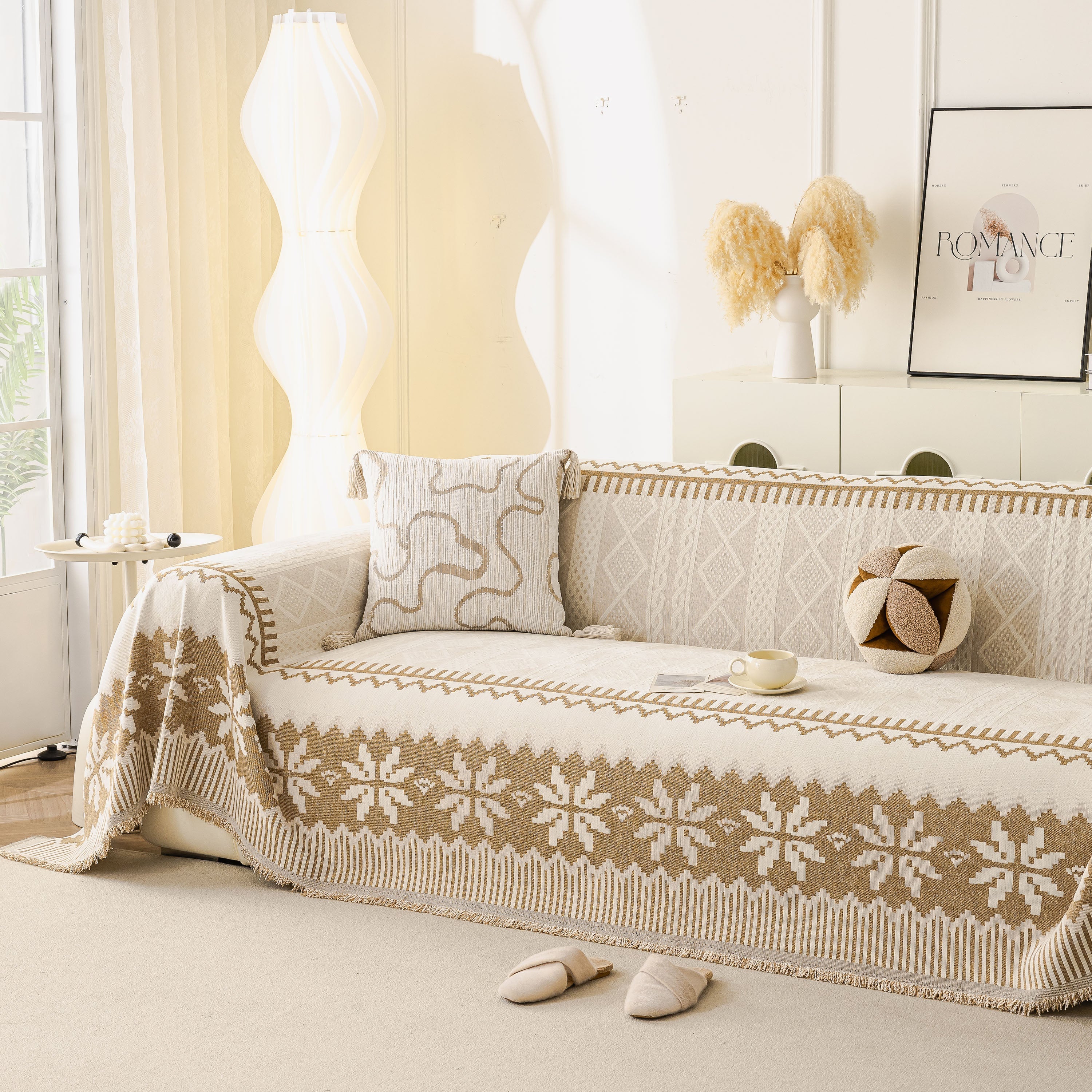 Thick Jacquard Couch Cover for Sectional Sofas, Cozy Washable Sofa Cover Throw Blanket - Image 89