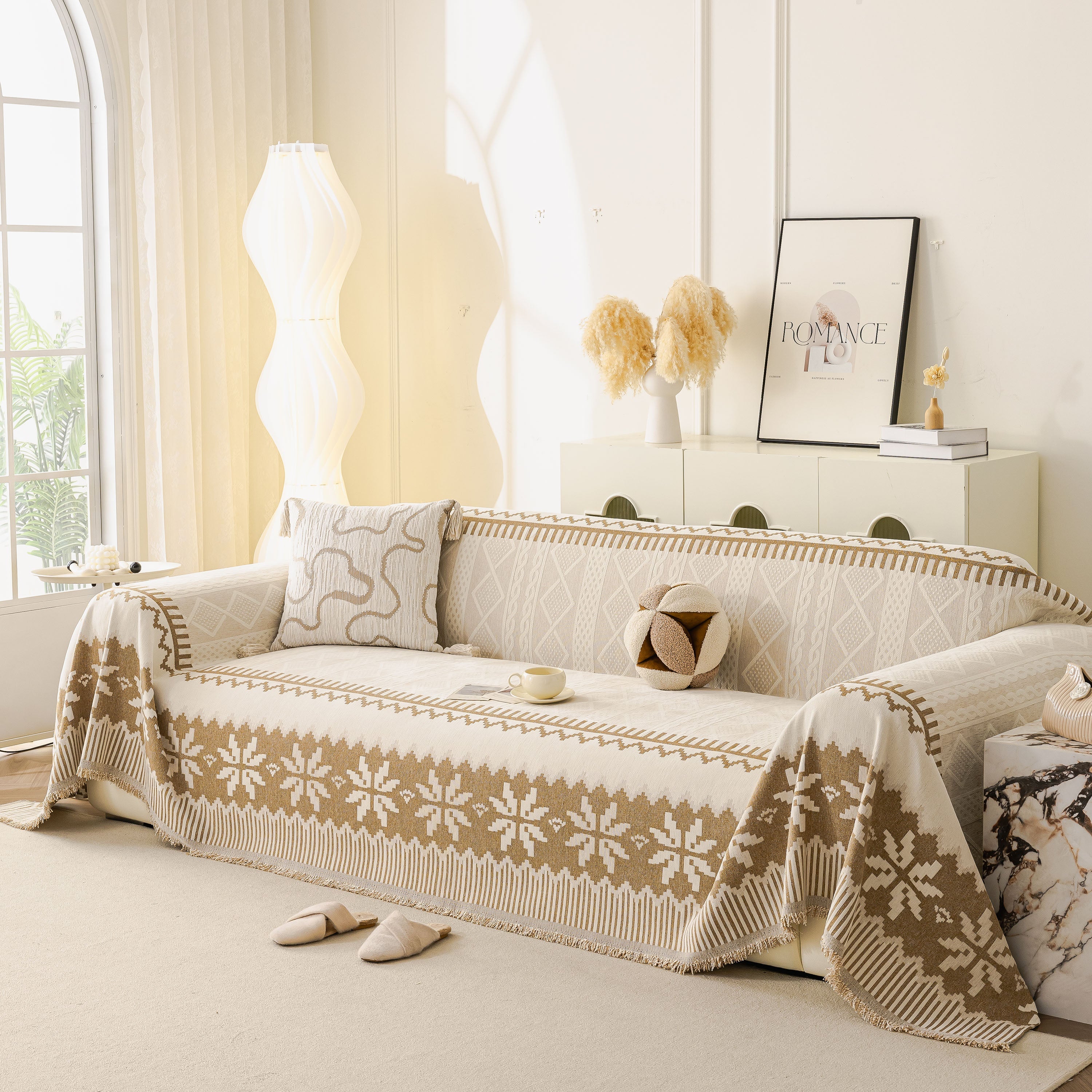 Thick Jacquard Couch Cover for Sectional Sofas, Cozy Washable Sofa Cover Throw Blanket - Image 90