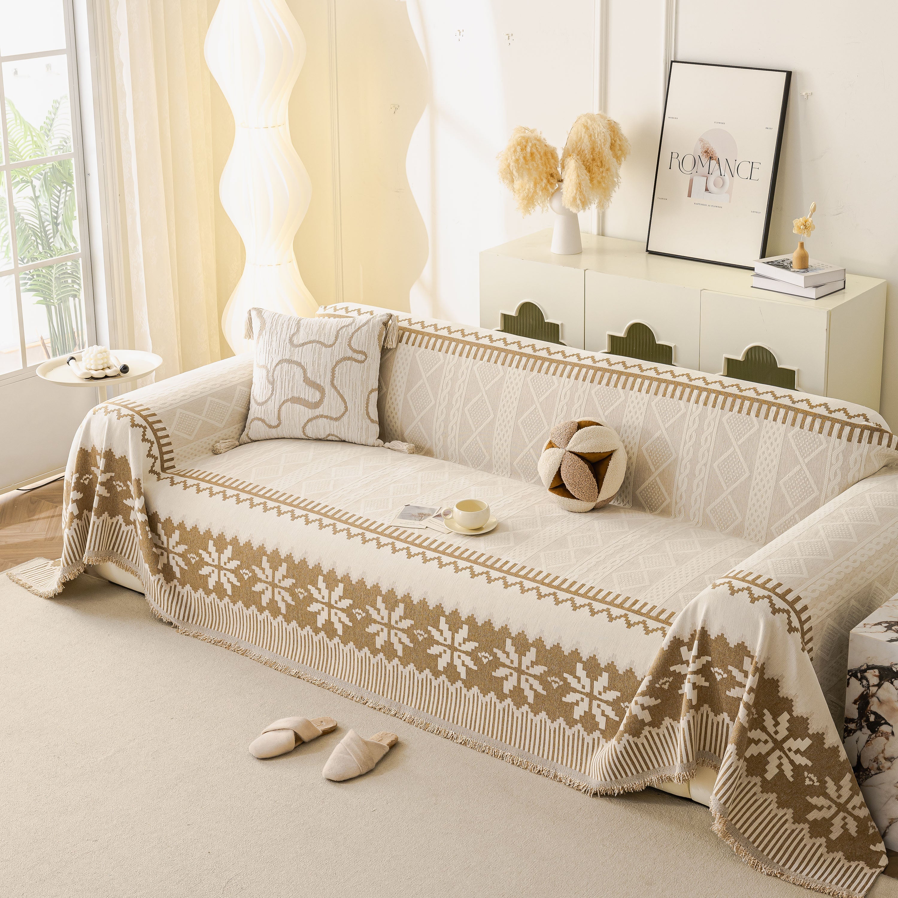 Thick Jacquard Couch Cover for Sectional Sofas, Cozy Washable Sofa Cover Throw Blanket - Image 91