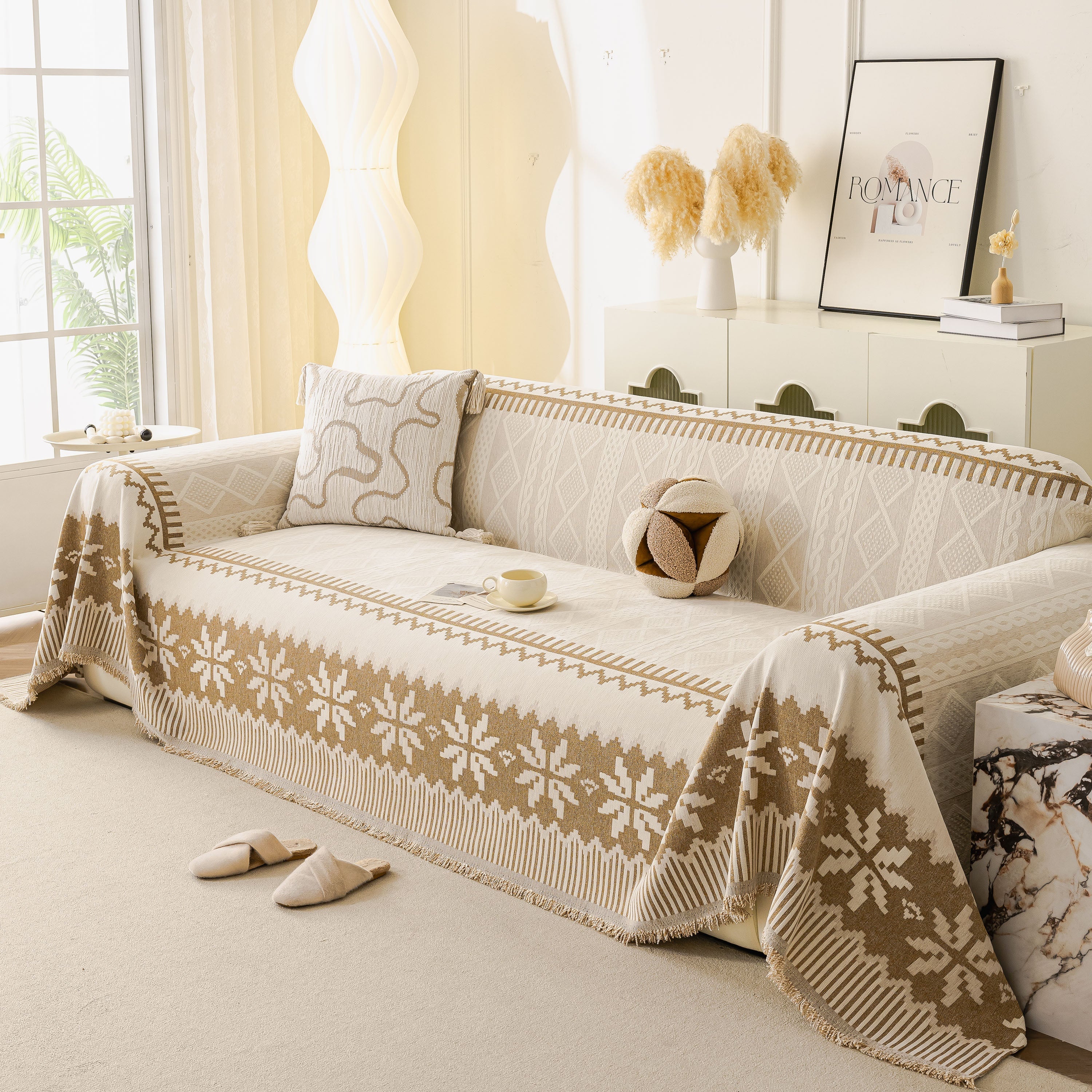 Thick Jacquard Couch Cover for Sectional Sofas, Cozy Washable Sofa Cover Throw Blanket - Image 92