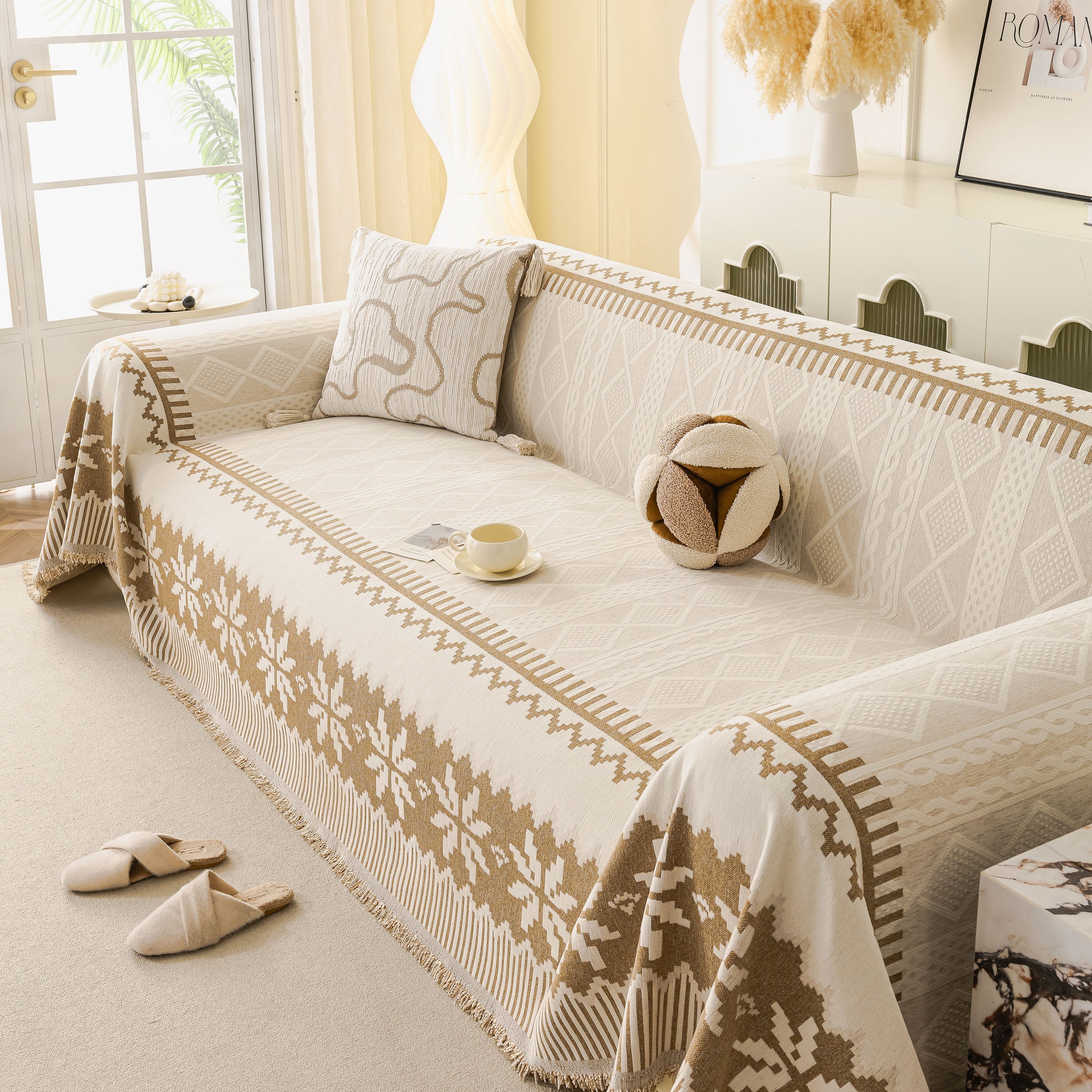 Thick Jacquard Couch Cover for Sectional Sofas, Cozy Washable Sofa Cover Throw Blanket - Image 93