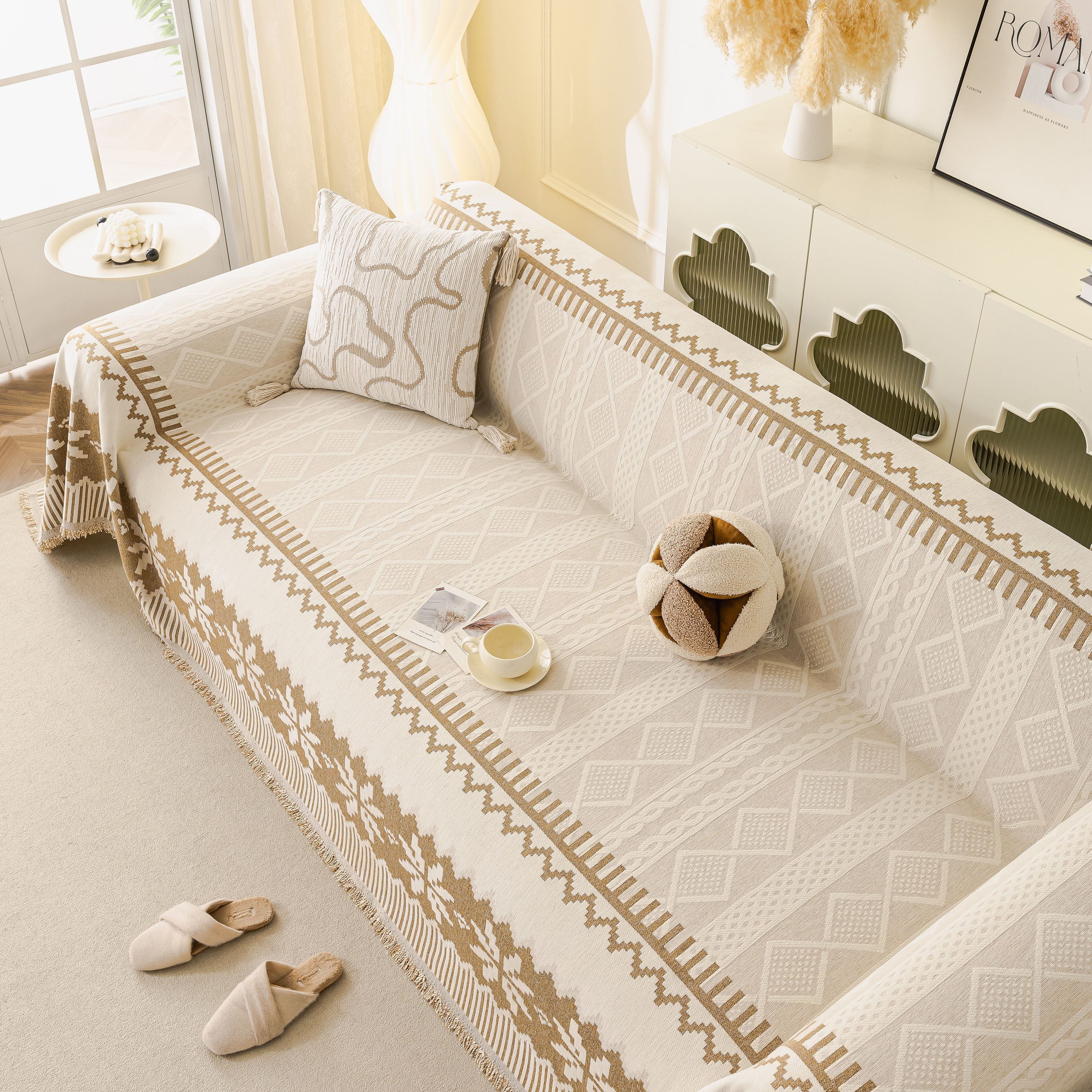 Thick Jacquard Couch Cover for Sectional Sofas, Cozy Washable Sofa Cover Throw Blanket - Image 94