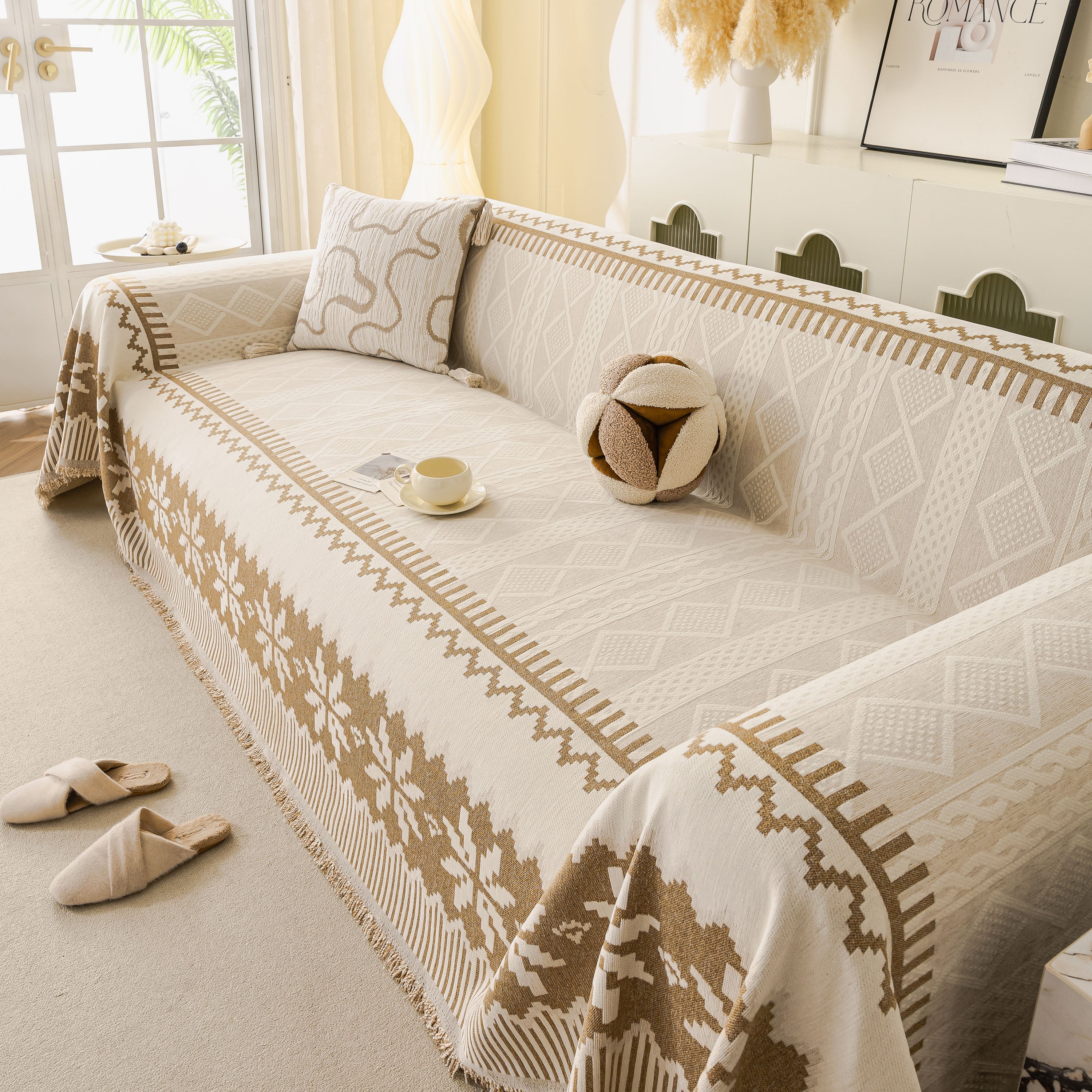 Thick Jacquard Couch Cover for Sectional Sofas, Cozy Washable Sofa Cover Throw Blanket - Image 96