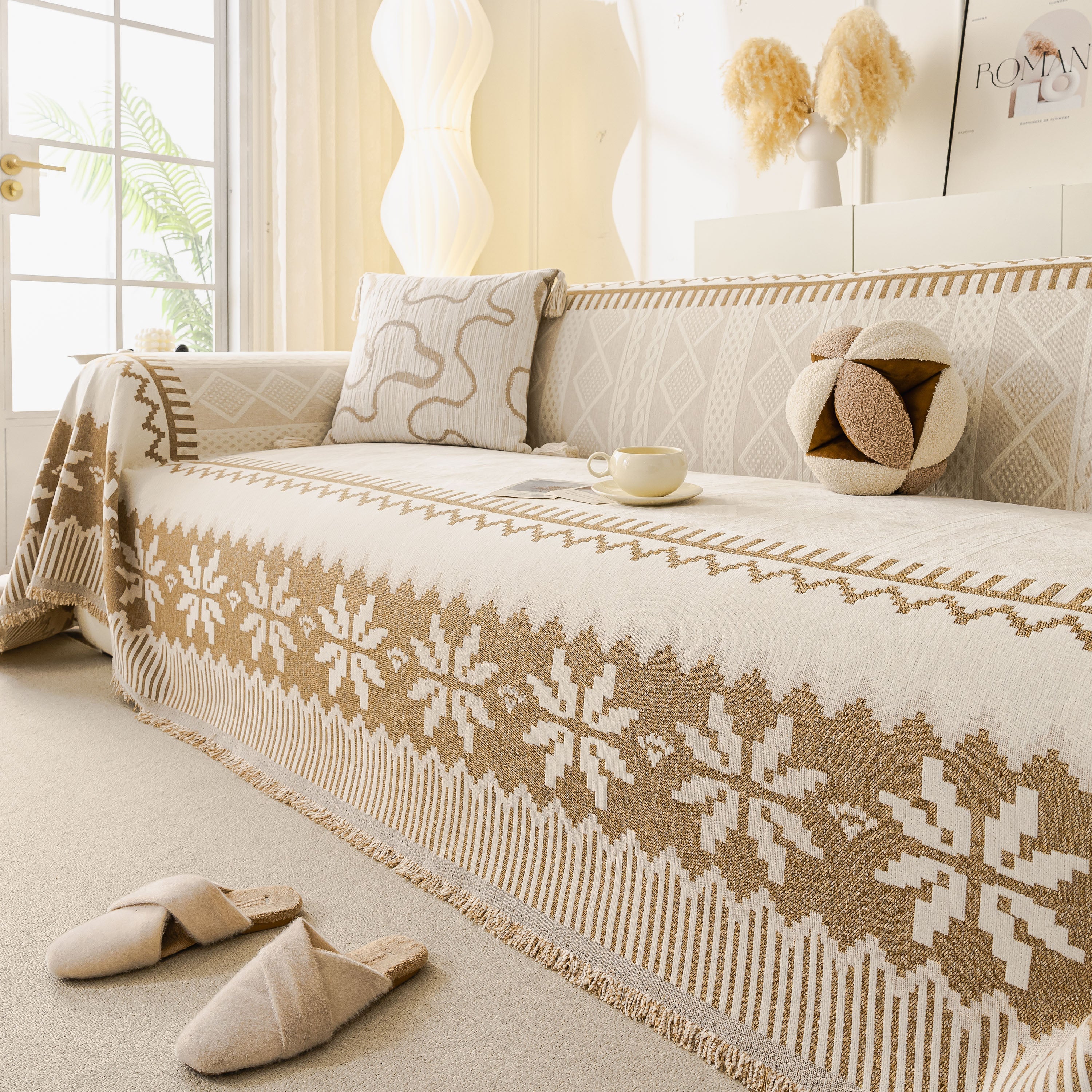 Thick Jacquard Couch Cover for Sectional Sofas, Cozy Washable Sofa Cover Throw Blanket - Image 99