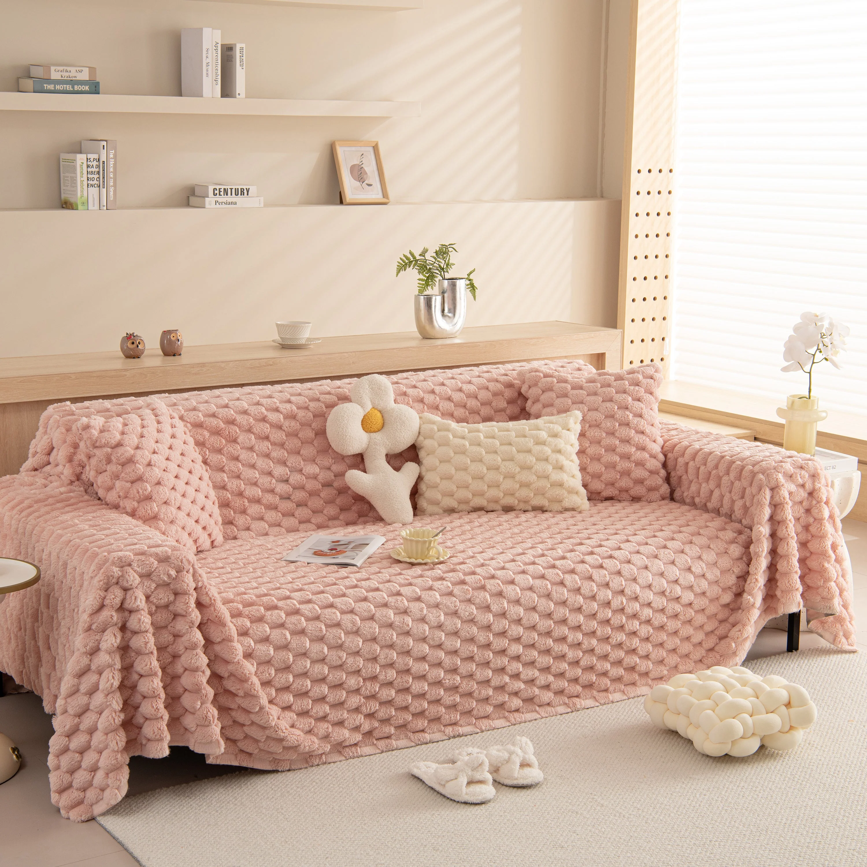 Thick Plush Faux Fur Couch Cover Blanket Warm Fuzzy Blanket Couch Protector for Winter - Image 10