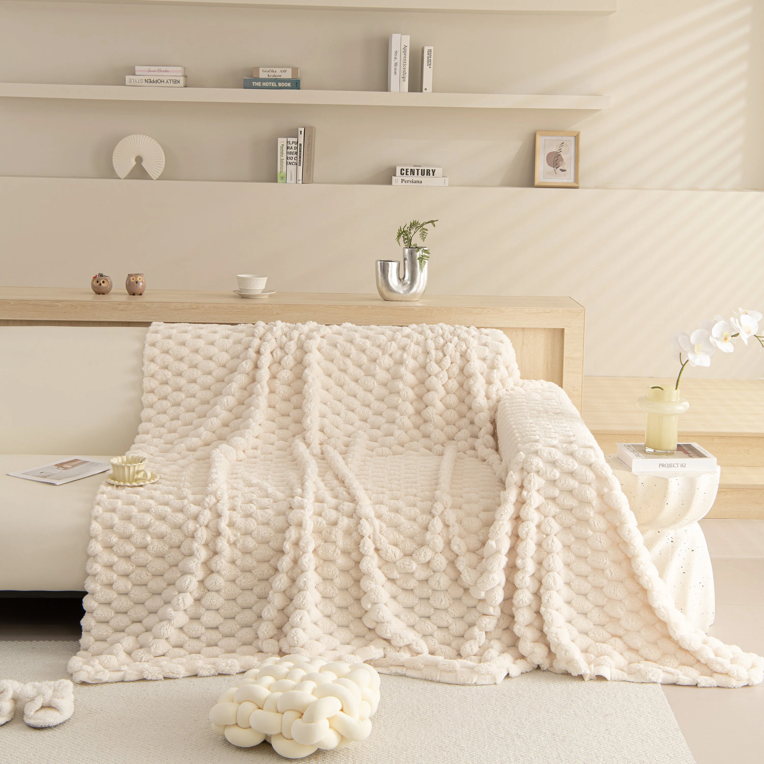 Thick Plush Faux Fur Couch Cover Blanket Warm Fuzzy Blanket Couch Protector for Winter - Image 106