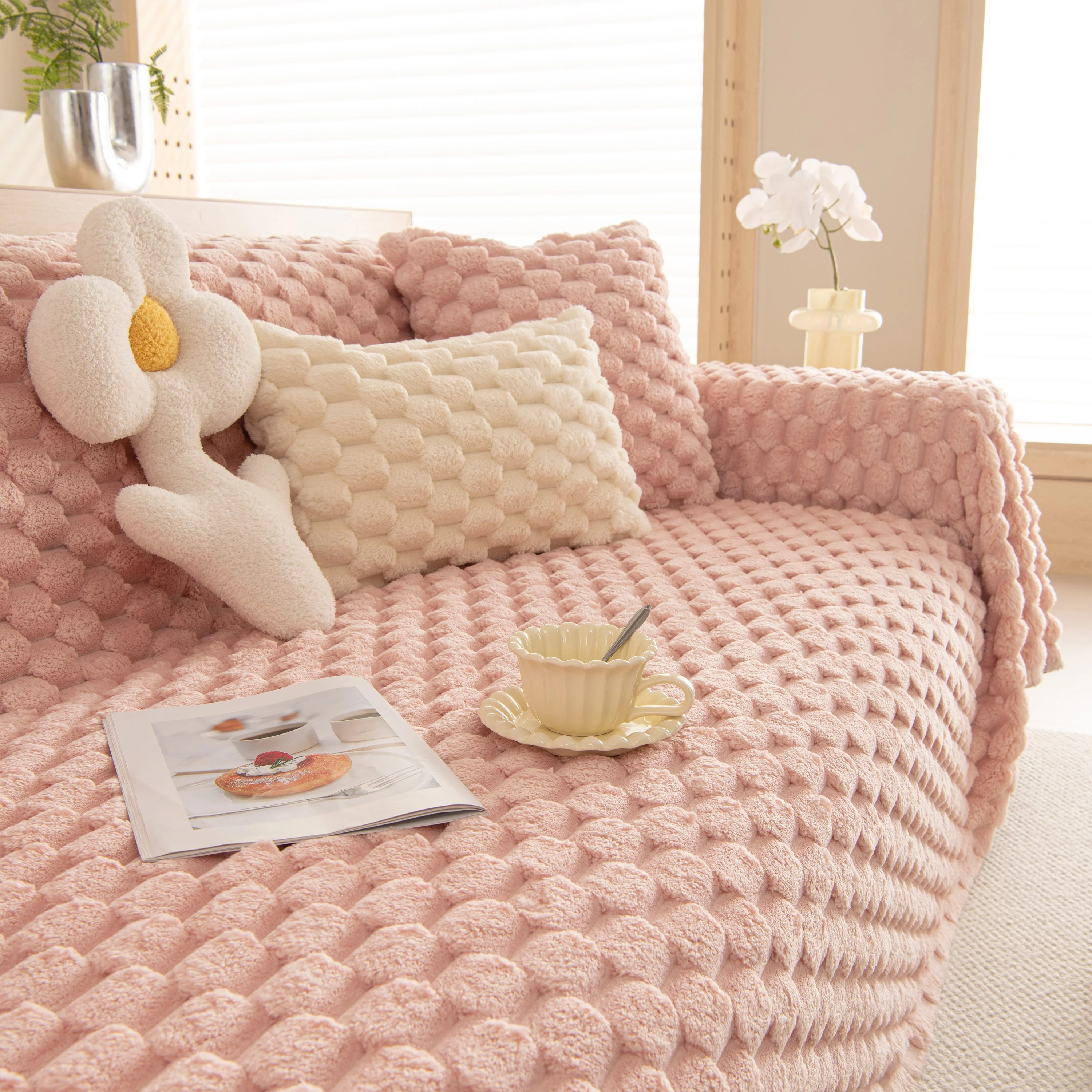 Thick Plush Faux Fur Couch Cover Blanket Warm Fuzzy Blanket Couch Protector for Winter - Image 21