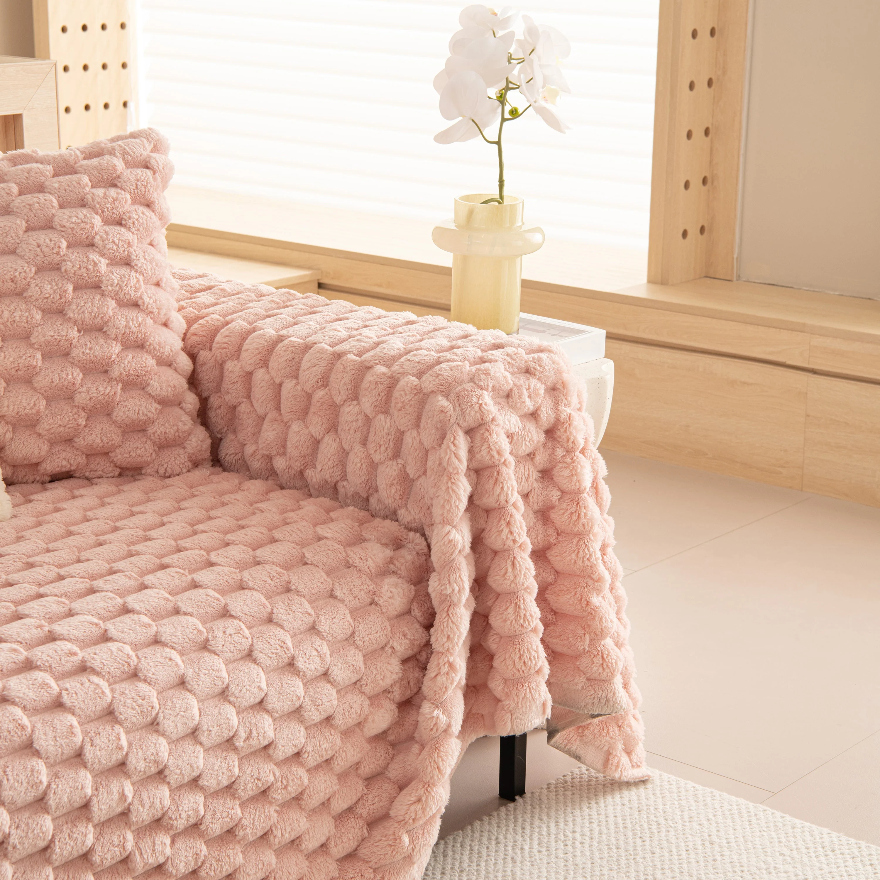 Thick Plush Faux Fur Couch Cover Blanket Warm Fuzzy Blanket Couch Protector for Winter - Image 22
