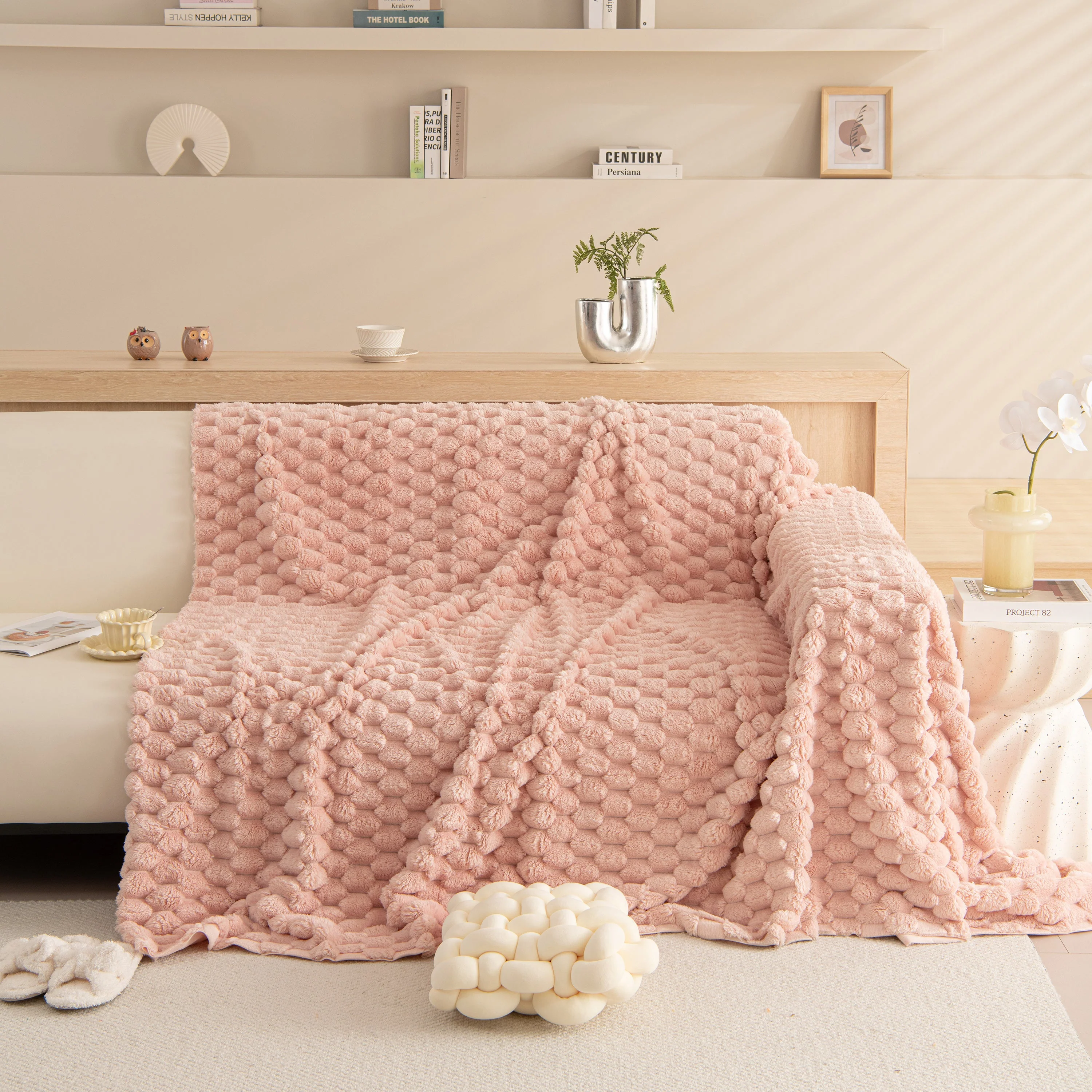 Thick Plush Faux Fur Couch Cover Blanket Warm Fuzzy Blanket Couch Protector for Winter - Image 28