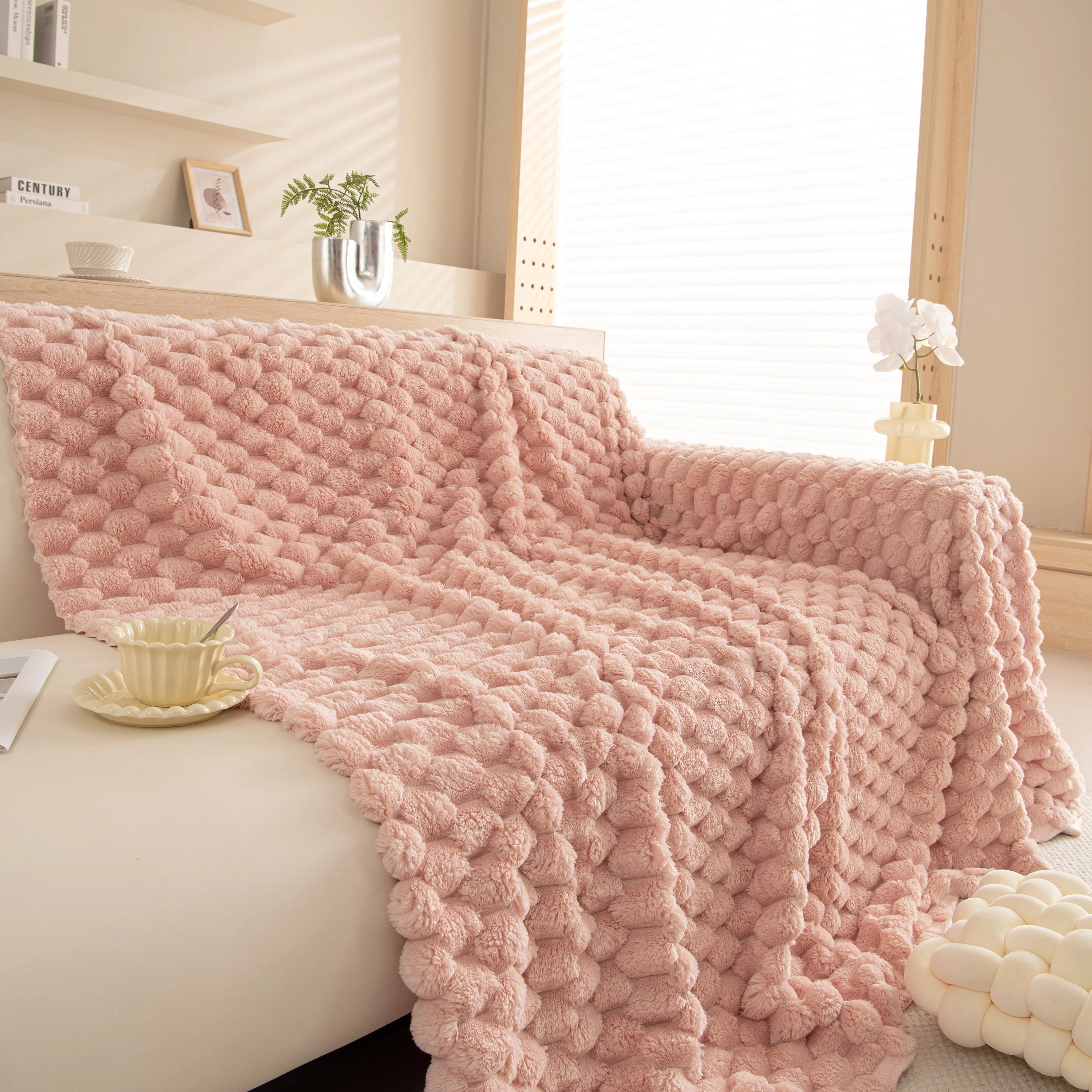 Thick Plush Faux Fur Couch Cover Blanket Warm Fuzzy Blanket Couch Protector for Winter - Image 29