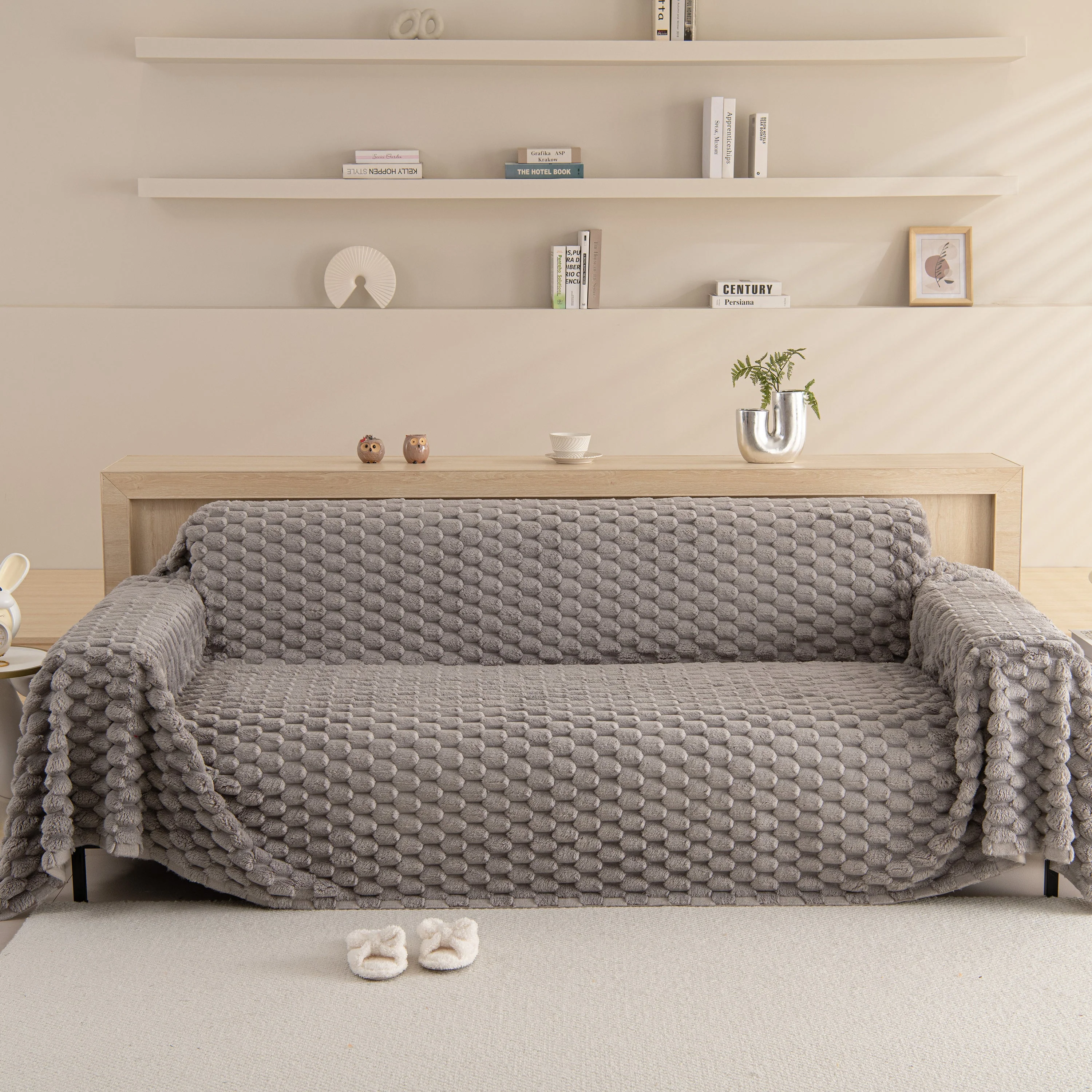 Thick Plush Faux Fur Couch Cover Blanket Warm Fuzzy Blanket Couch Protector for Winter - Image 30