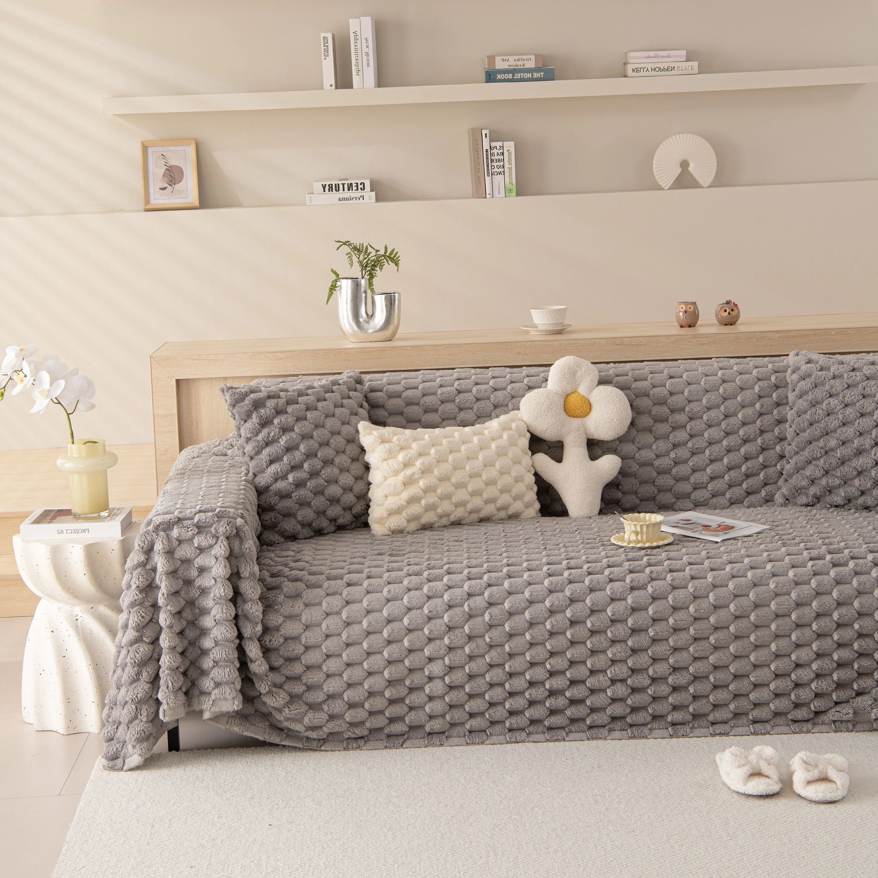 Thick Plush Faux Fur Couch Cover Blanket Warm Fuzzy Blanket Couch Protector for Winter - Image 31