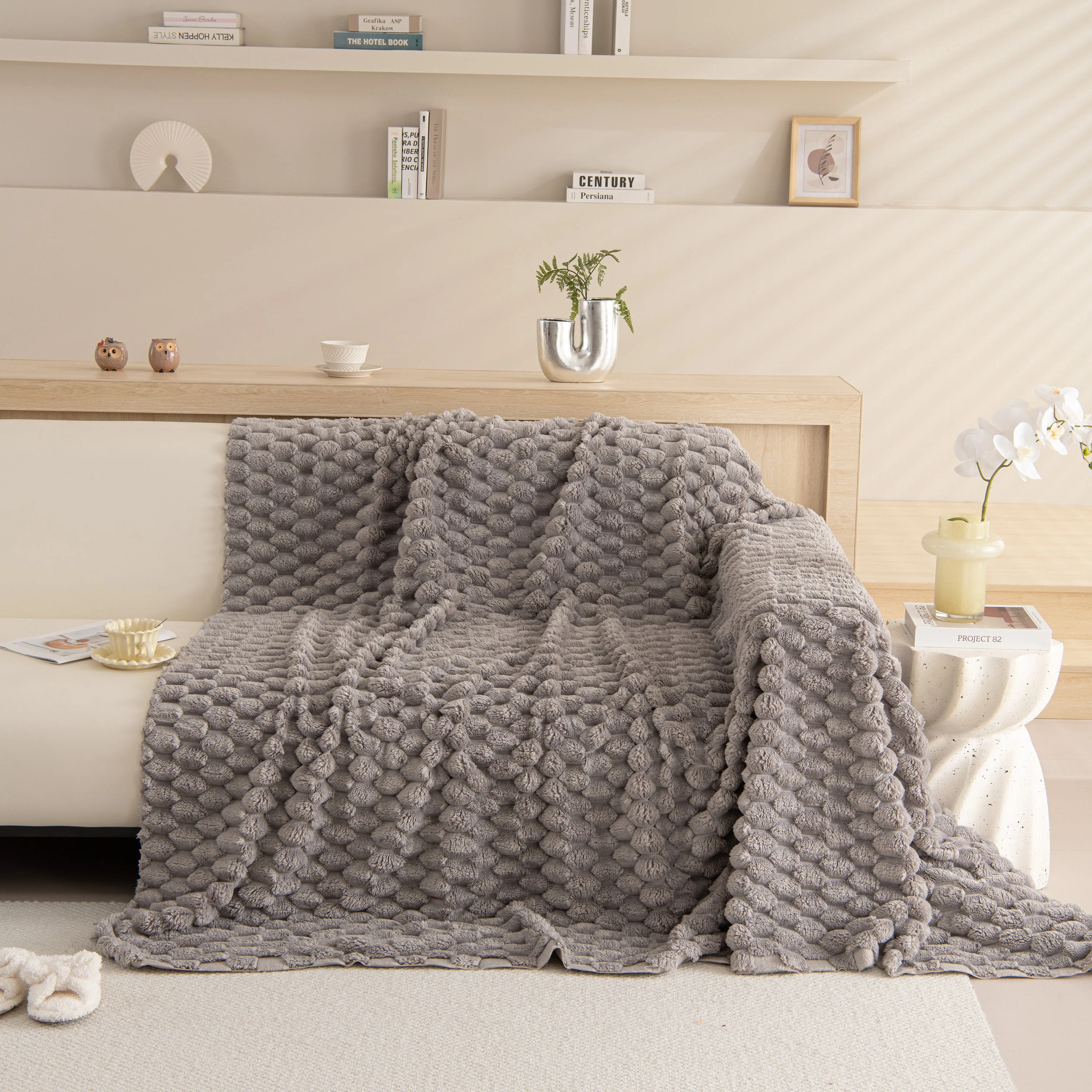 Thick Plush Faux Fur Couch Cover Blanket Warm Fuzzy Blanket Couch Protector for Winter - Image 50