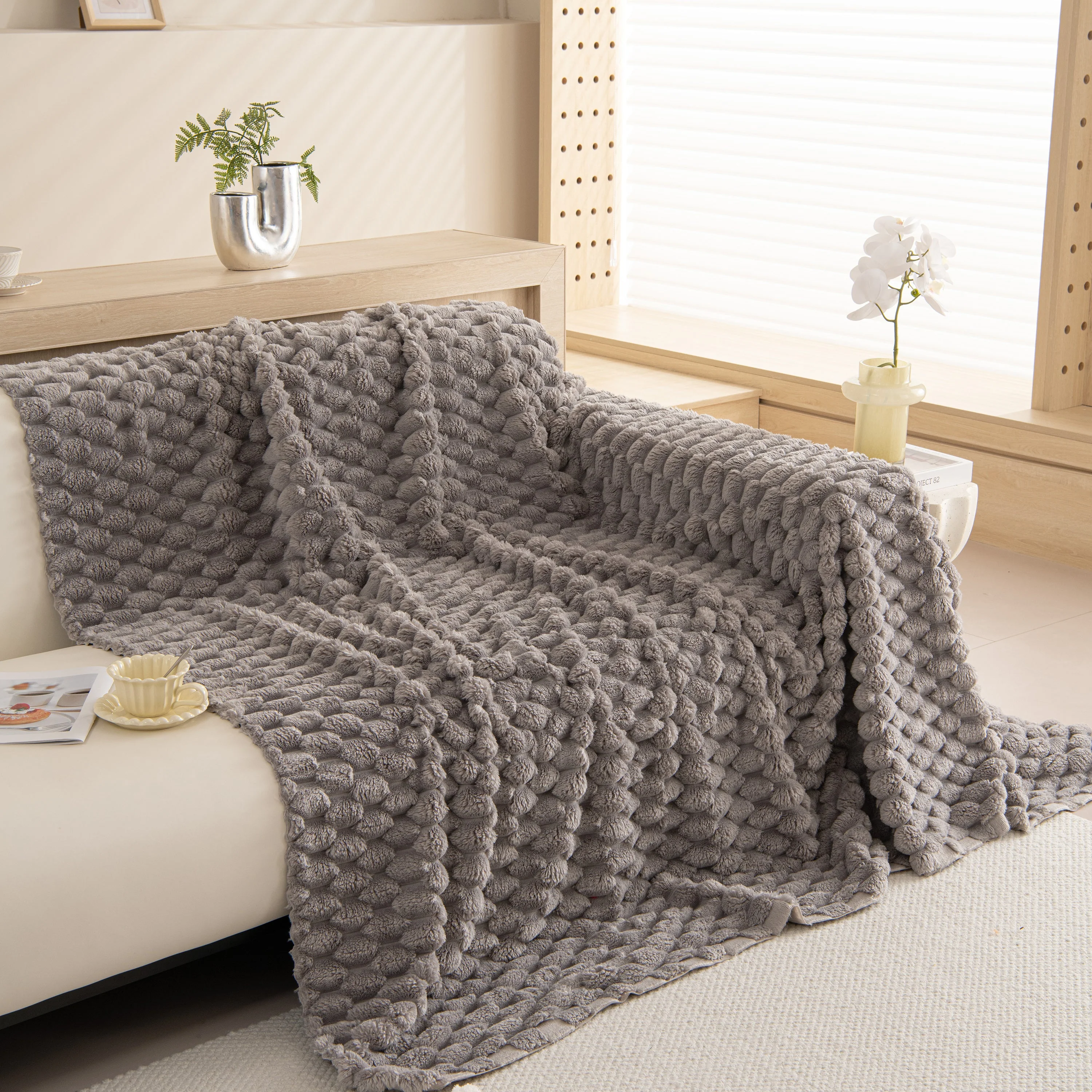 Thick Plush Faux Fur Couch Cover Blanket Warm Fuzzy Blanket Couch Protector for Winter - Image 51