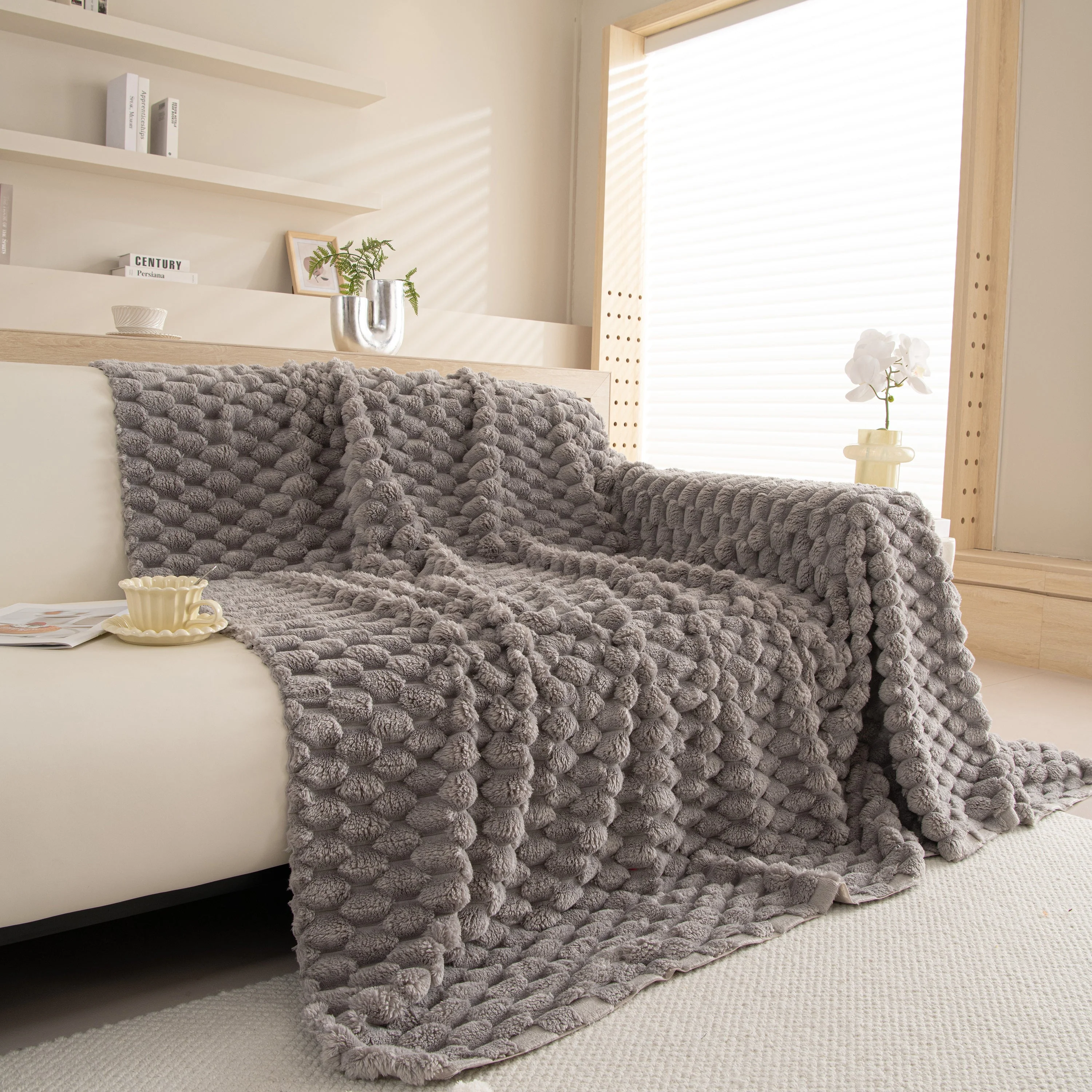 Thick Plush Faux Fur Couch Cover Blanket Warm Fuzzy Blanket Couch Protector for Winter - Image 52