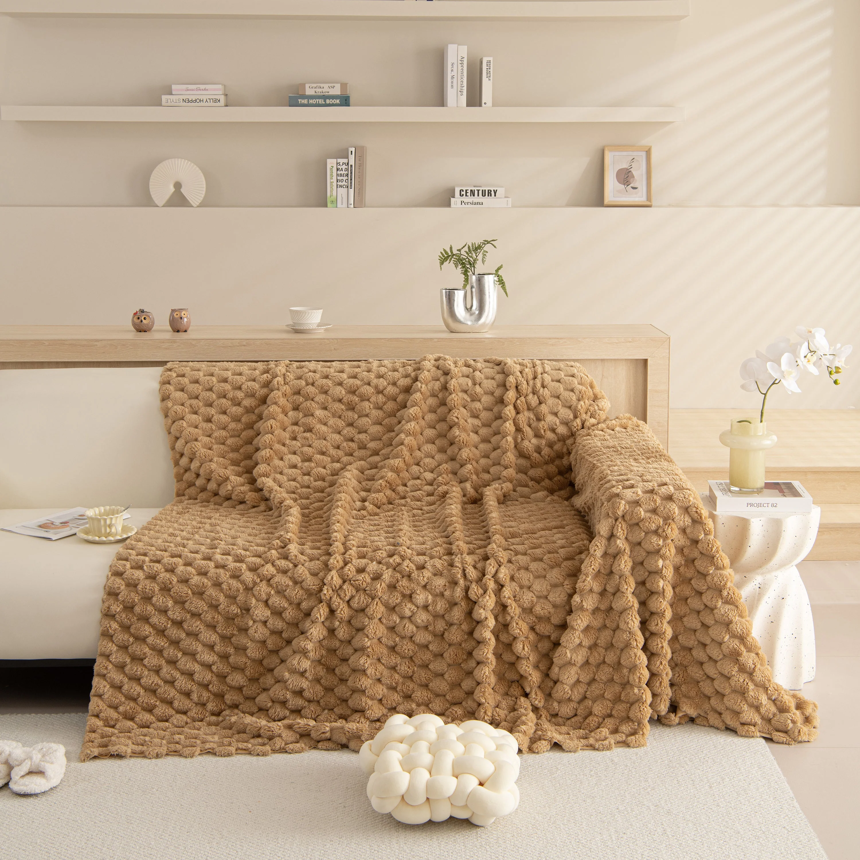 Thick Plush Faux Fur Couch Cover Blanket Warm Fuzzy Blanket Couch Protector for Winter - Image 78