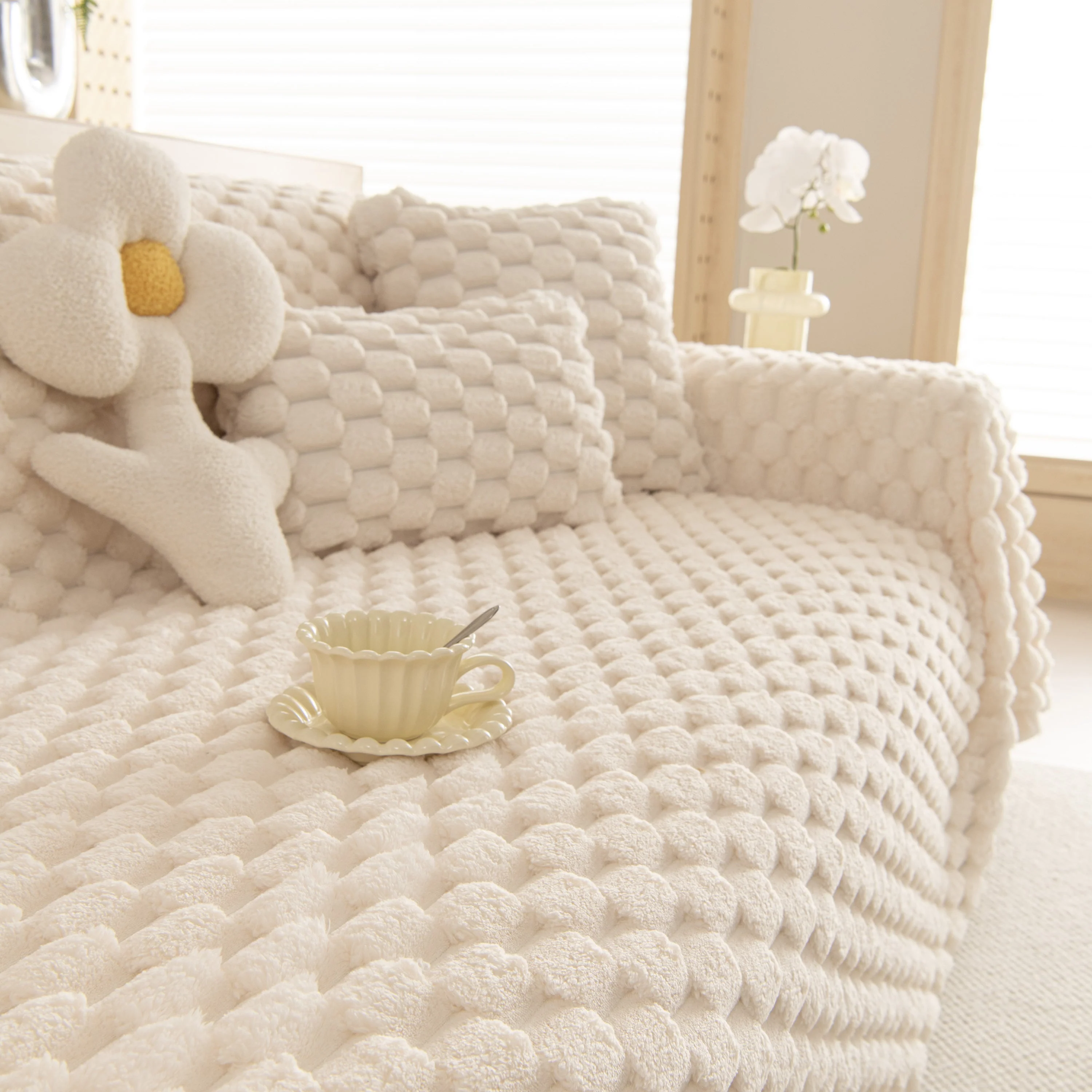 Thick Plush Faux Fur Couch Cover Blanket Warm Fuzzy Blanket Couch Protector for Winter - Image 97