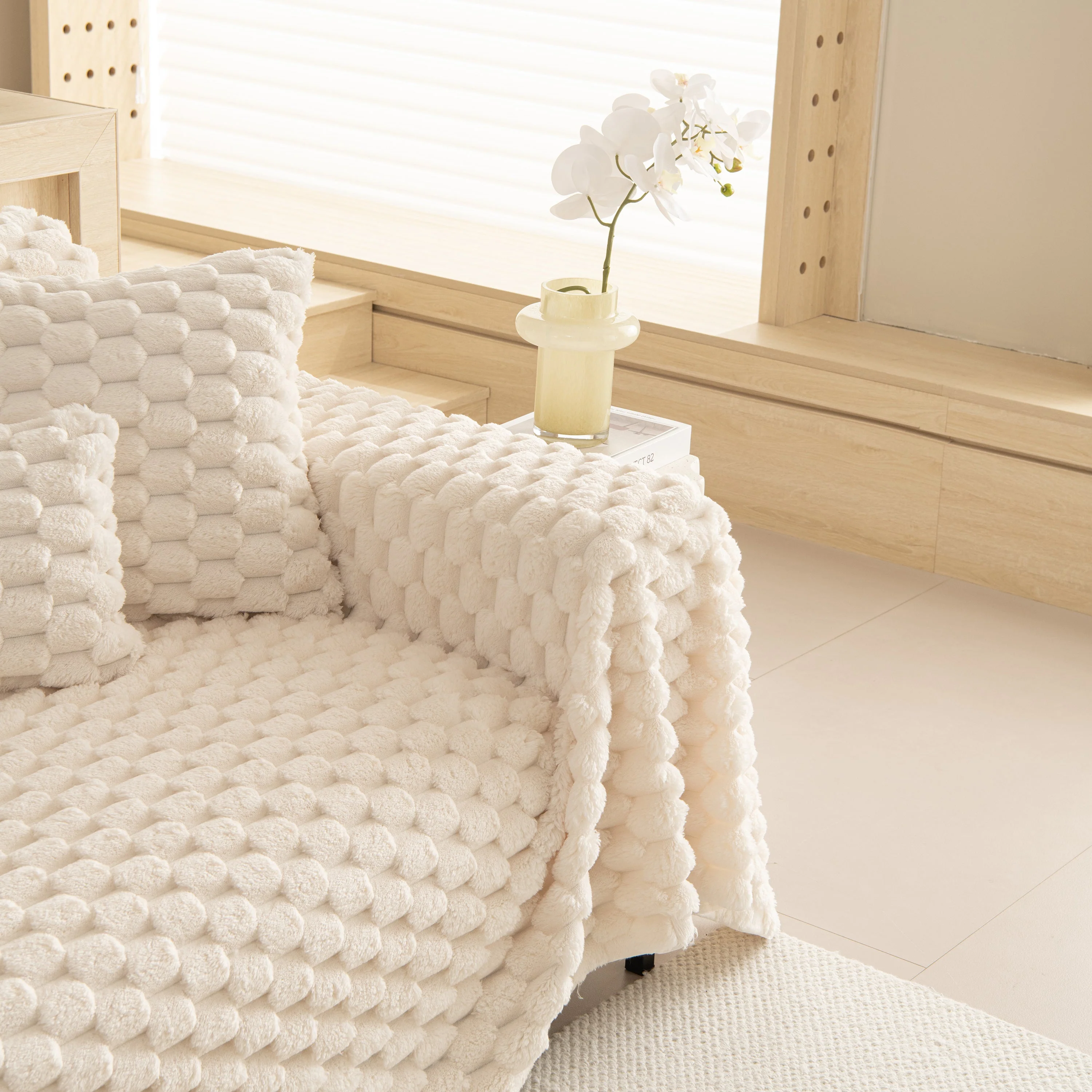 Thick Plush Faux Fur Couch Cover Blanket Warm Fuzzy Blanket Couch Protector for Winter - Image 99