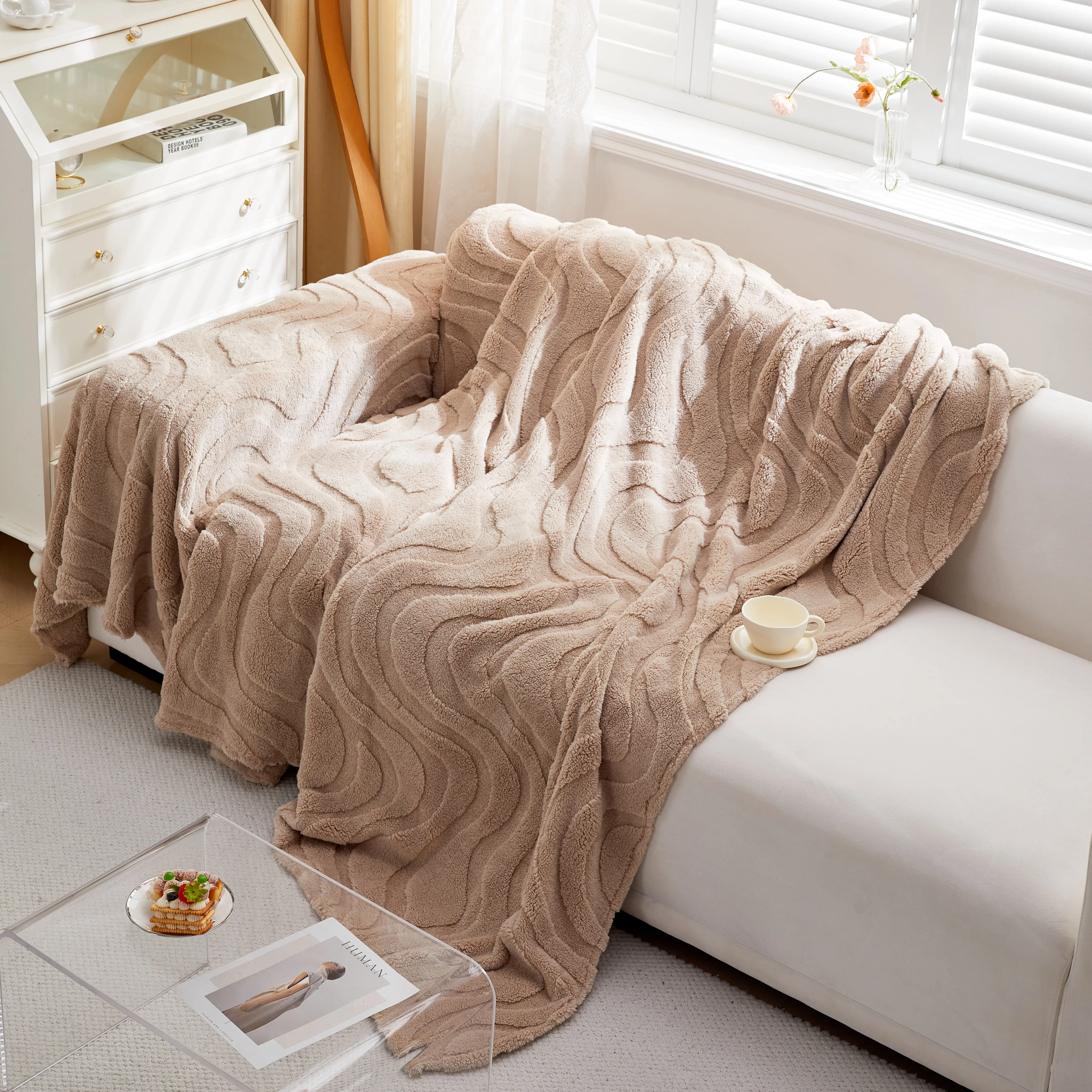 Thick Plush Jacquard Velvet Throw Blanket on Sofa, Sofa Slipcovers and Sectional Sofa Covers - Image 14