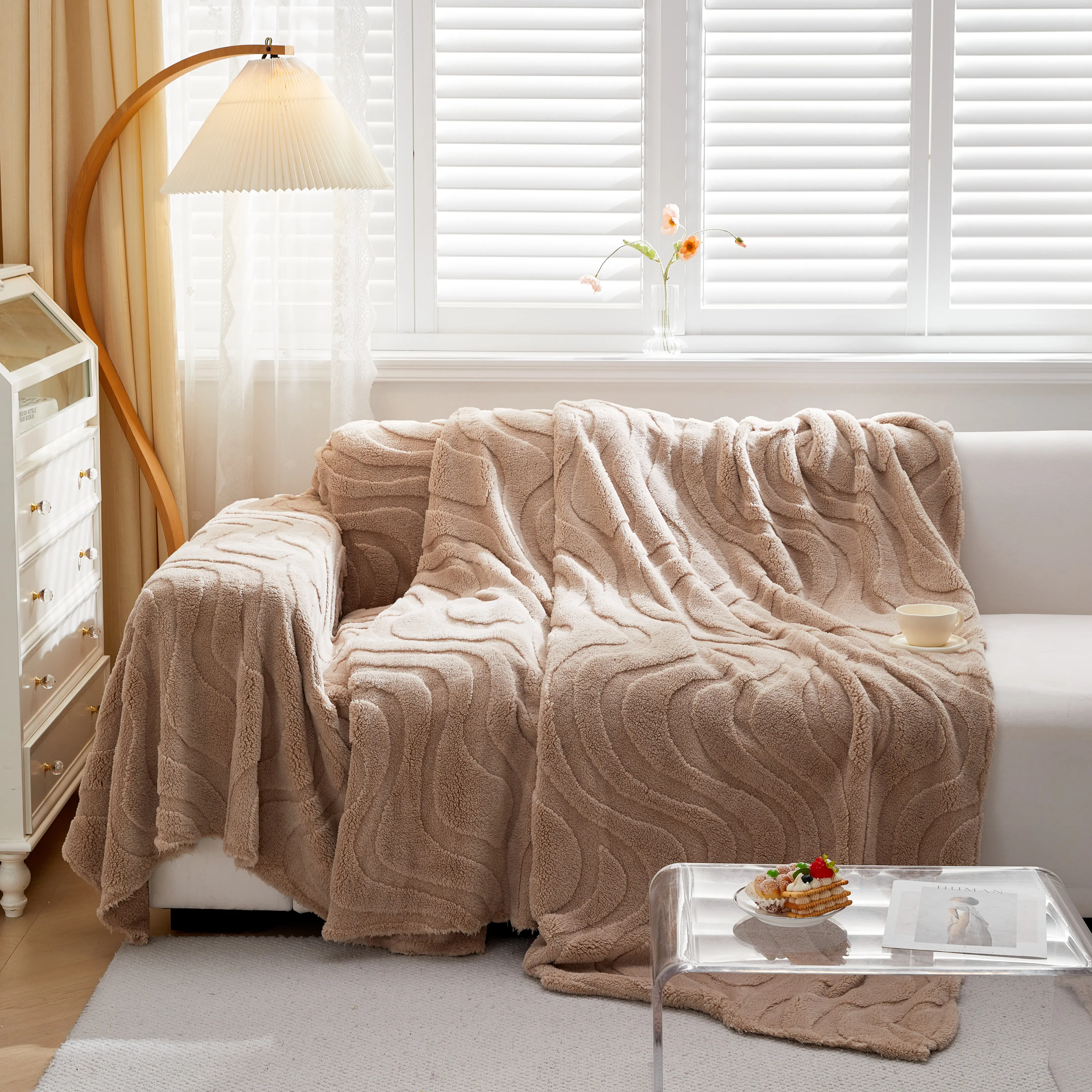 Thick Plush Jacquard Velvet Throw Blanket on Sofa, Sofa Slipcovers and Sectional Sofa Covers - Image 22