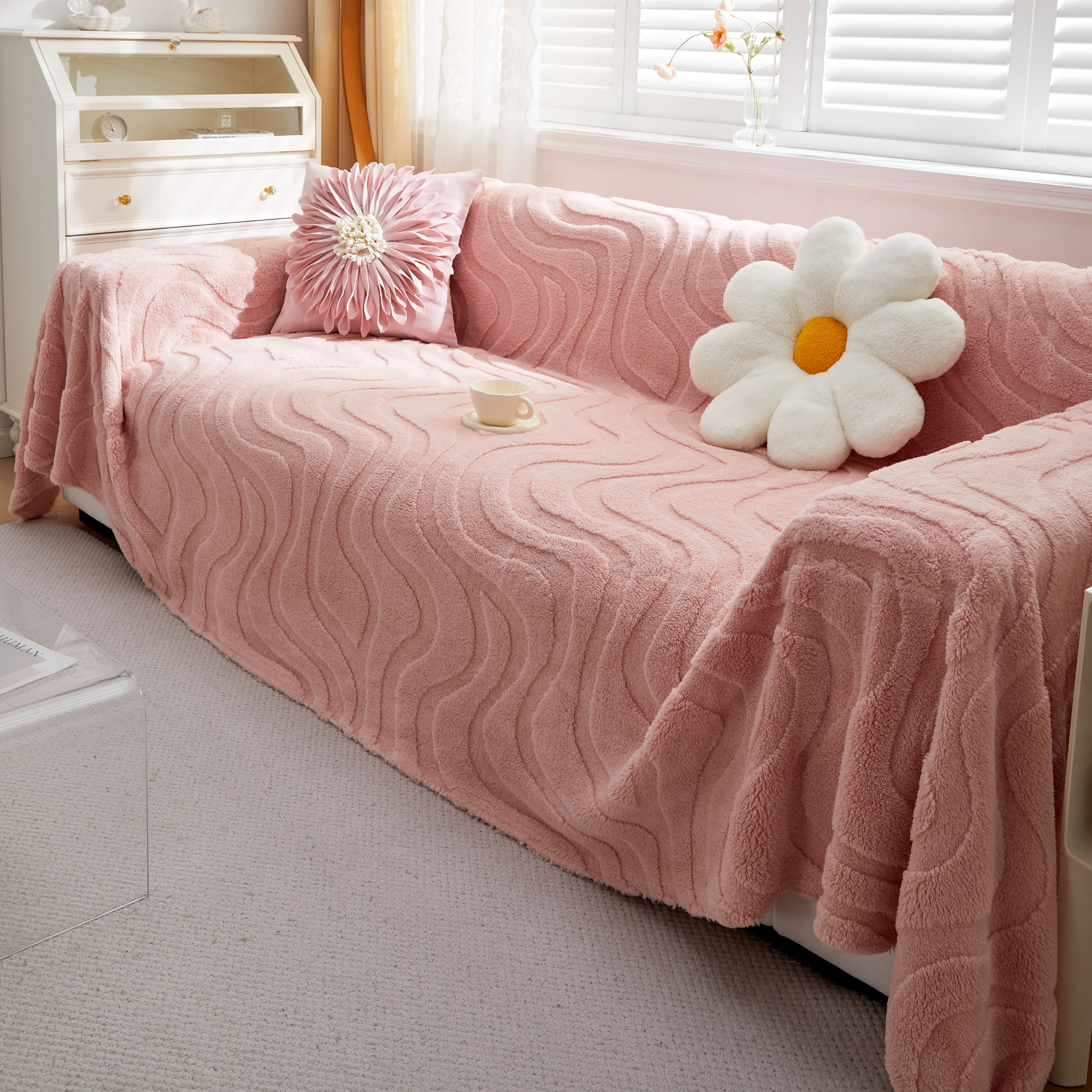 Thick Plush Jacquard Velvet Throw Blanket on Sofa, Sofa Slipcovers and Sectional Sofa Covers - Image 28
