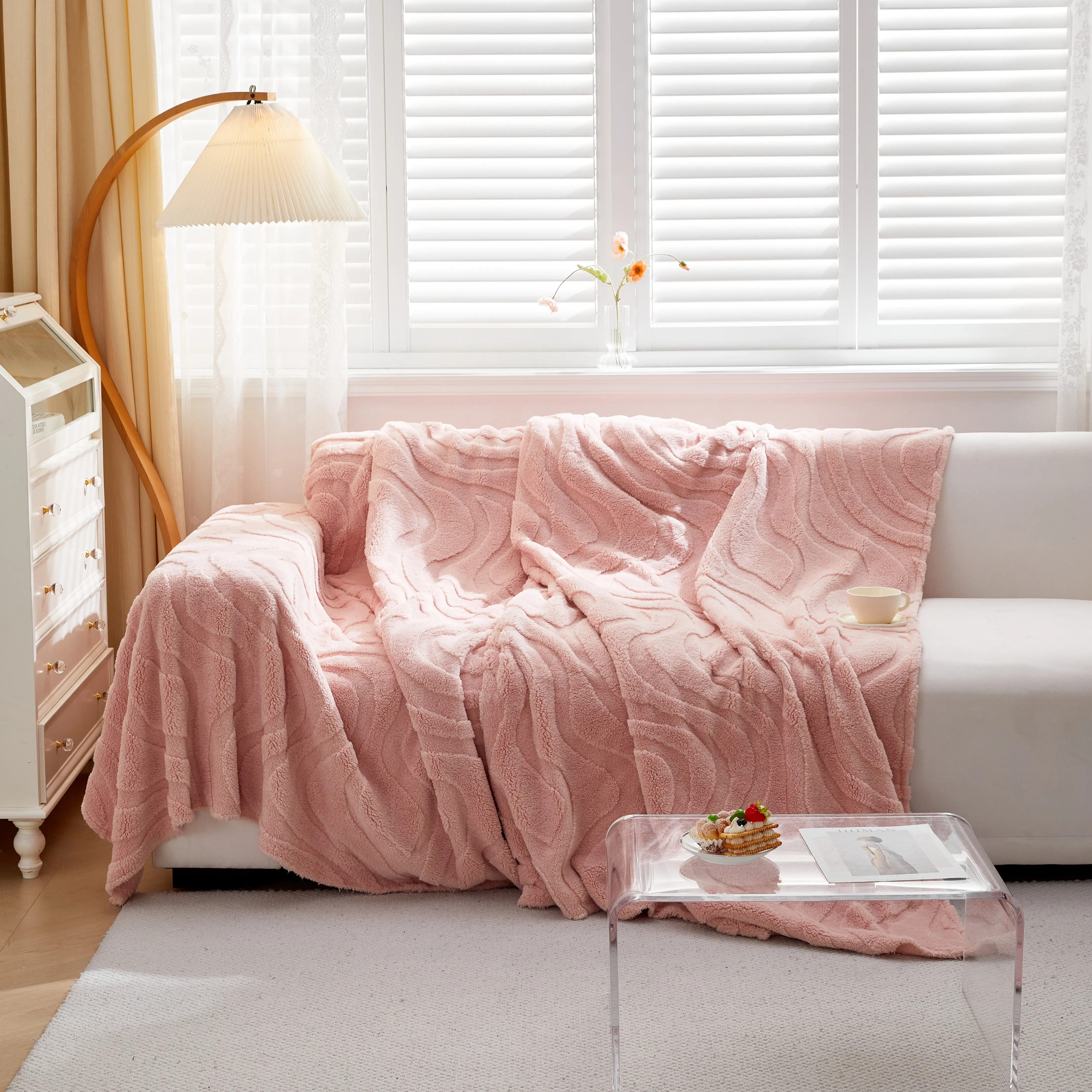 Thick Plush Jacquard Velvet Throw Blanket on Sofa, Sofa Slipcovers and Sectional Sofa Covers - Image 42