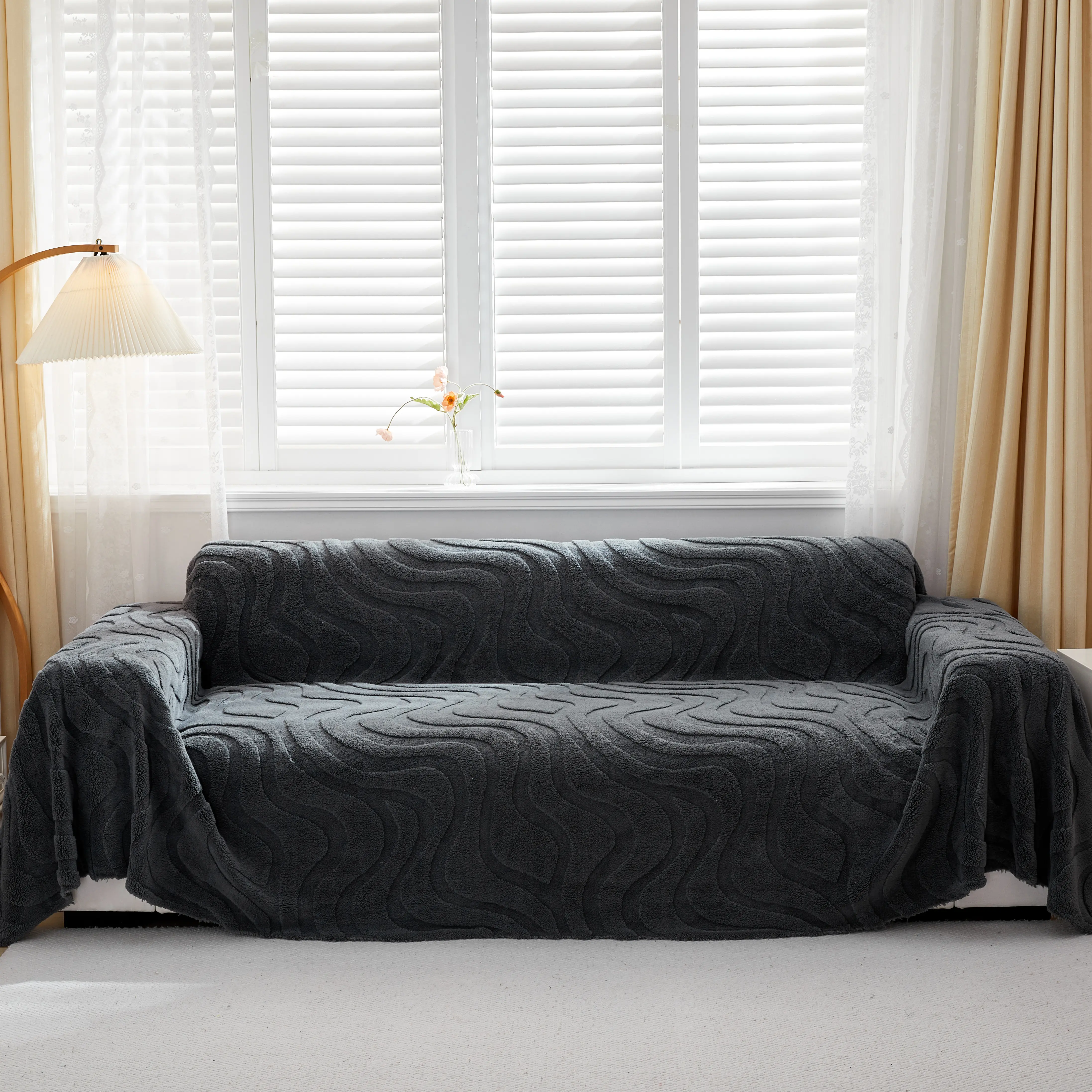 Thick Plush Jacquard Velvet Throw Blanket on Sofa, Sofa Slipcovers and Sectional Sofa Covers - Image 46