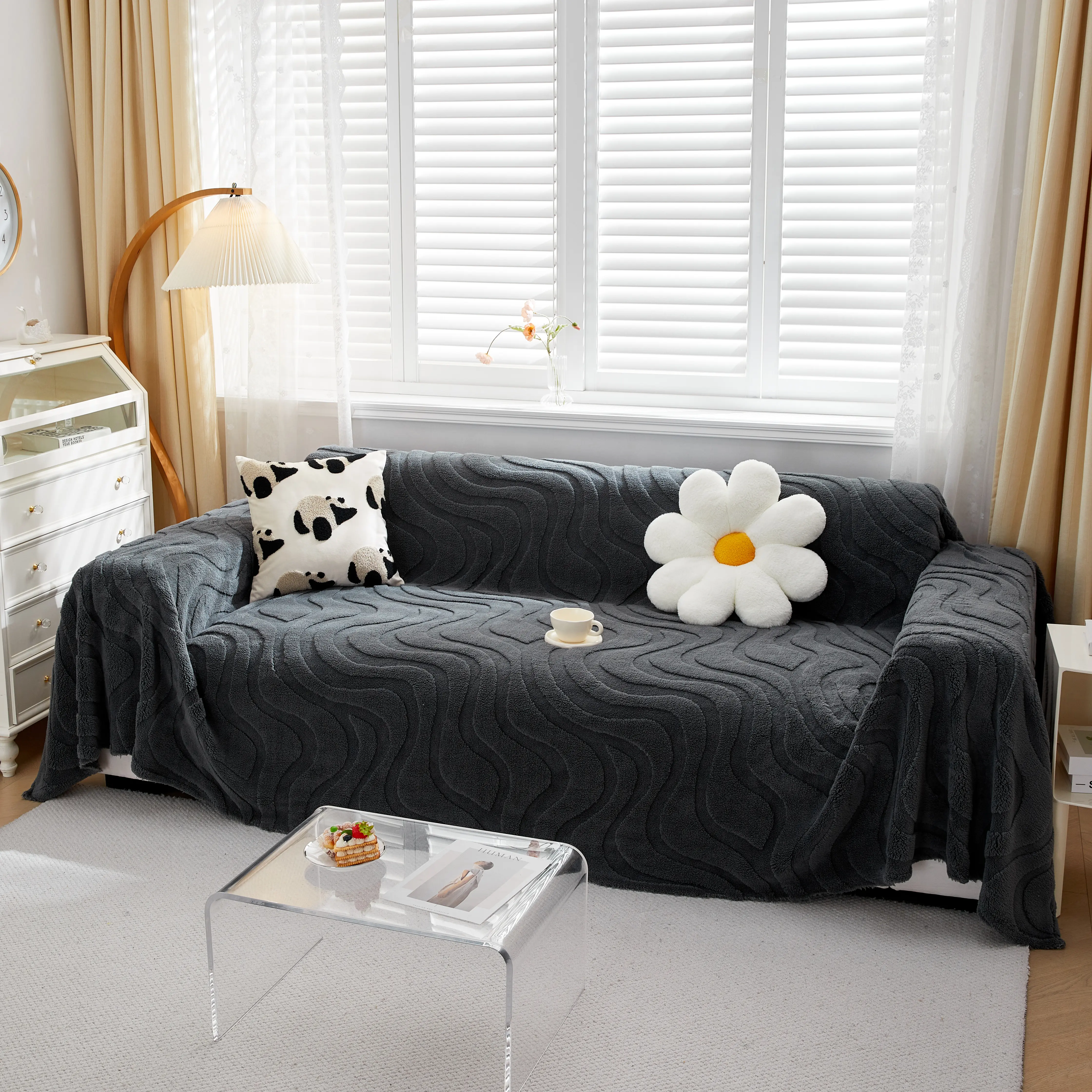 Thick Plush Jacquard Velvet Throw Blanket on Sofa, Sofa Slipcovers and Sectional Sofa Covers - Image 50