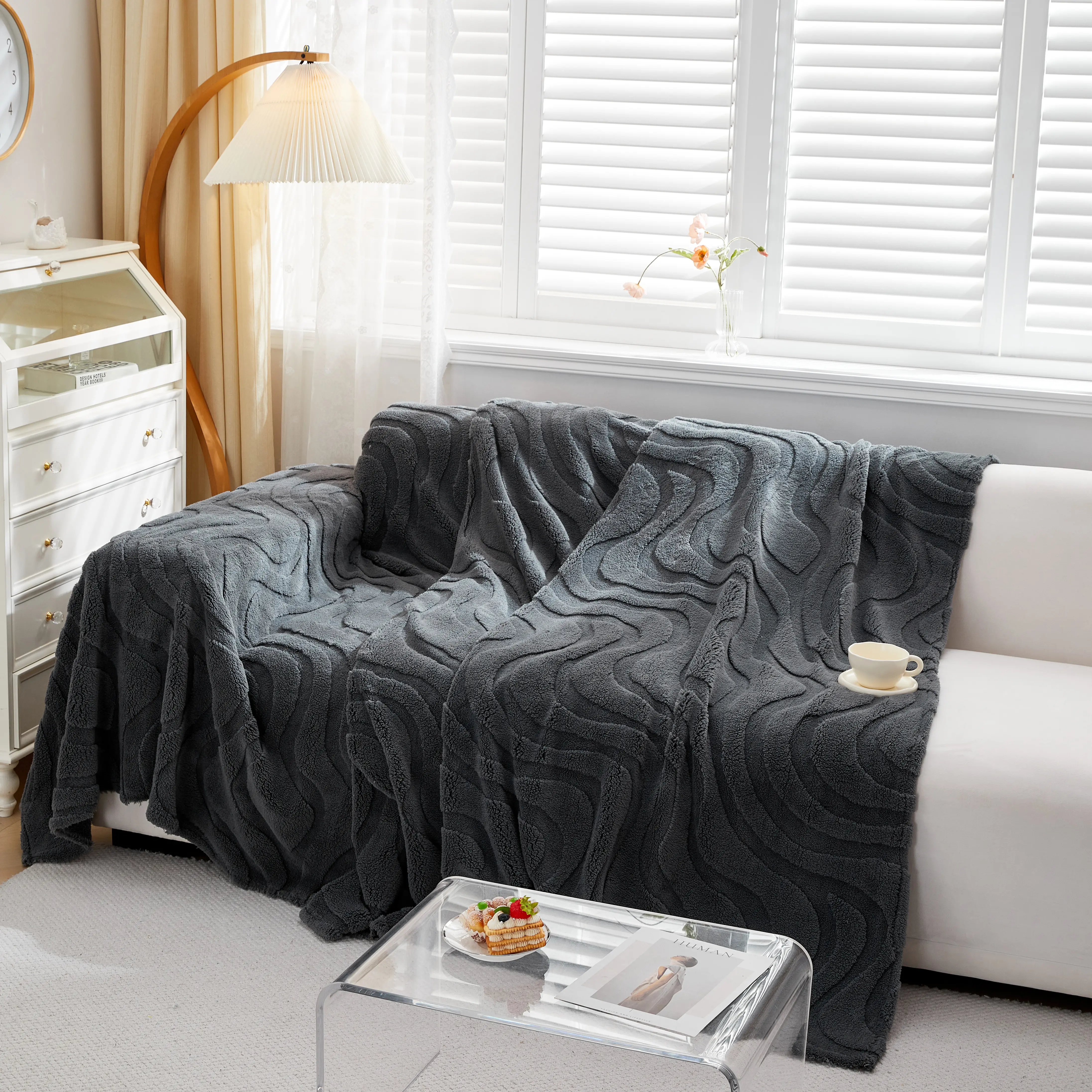 Thick Plush Jacquard Velvet Throw Blanket on Sofa, Sofa Slipcovers and Sectional Sofa Covers - Image 67