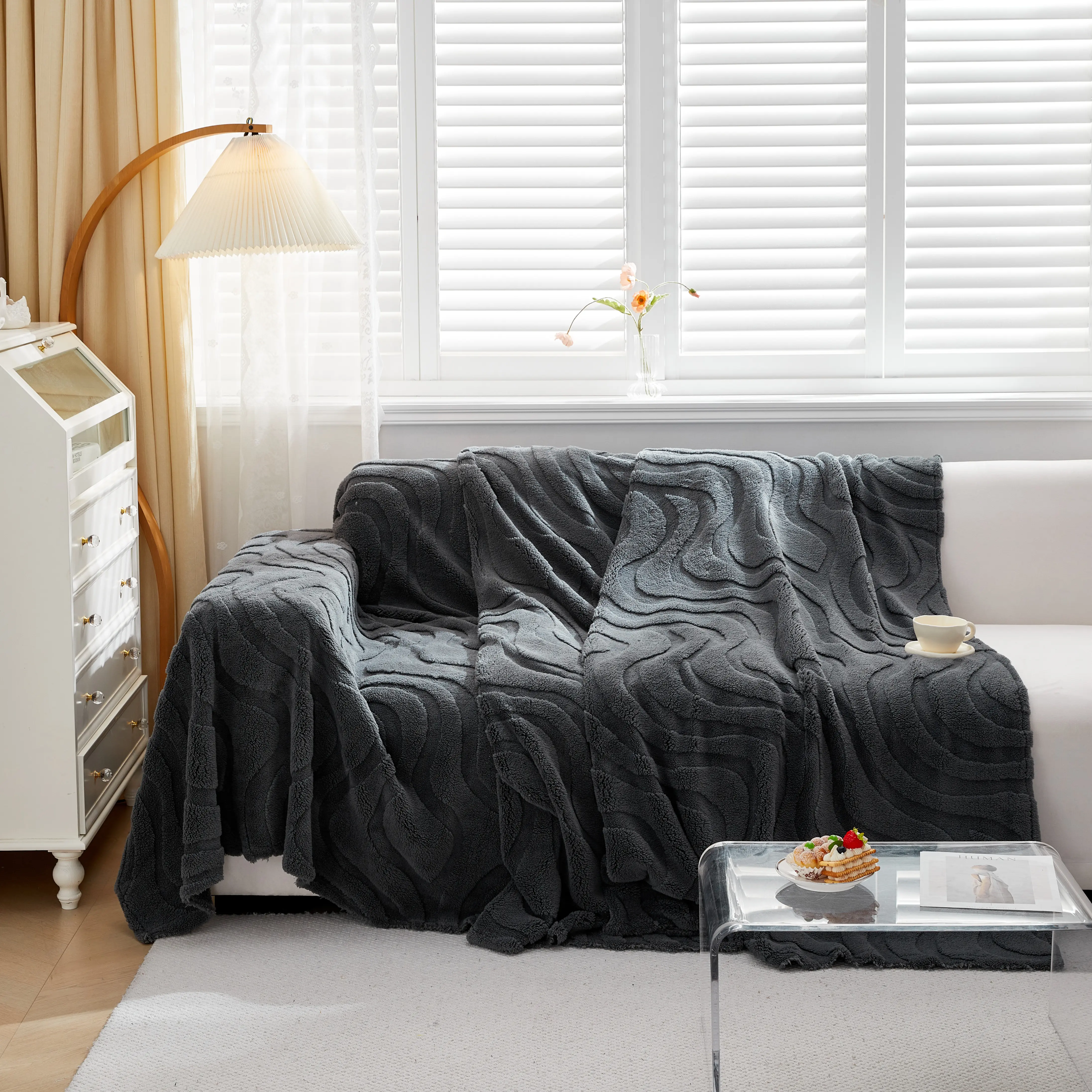Thick Plush Jacquard Velvet Throw Blanket on Sofa, Sofa Slipcovers and Sectional Sofa Covers - Image 68