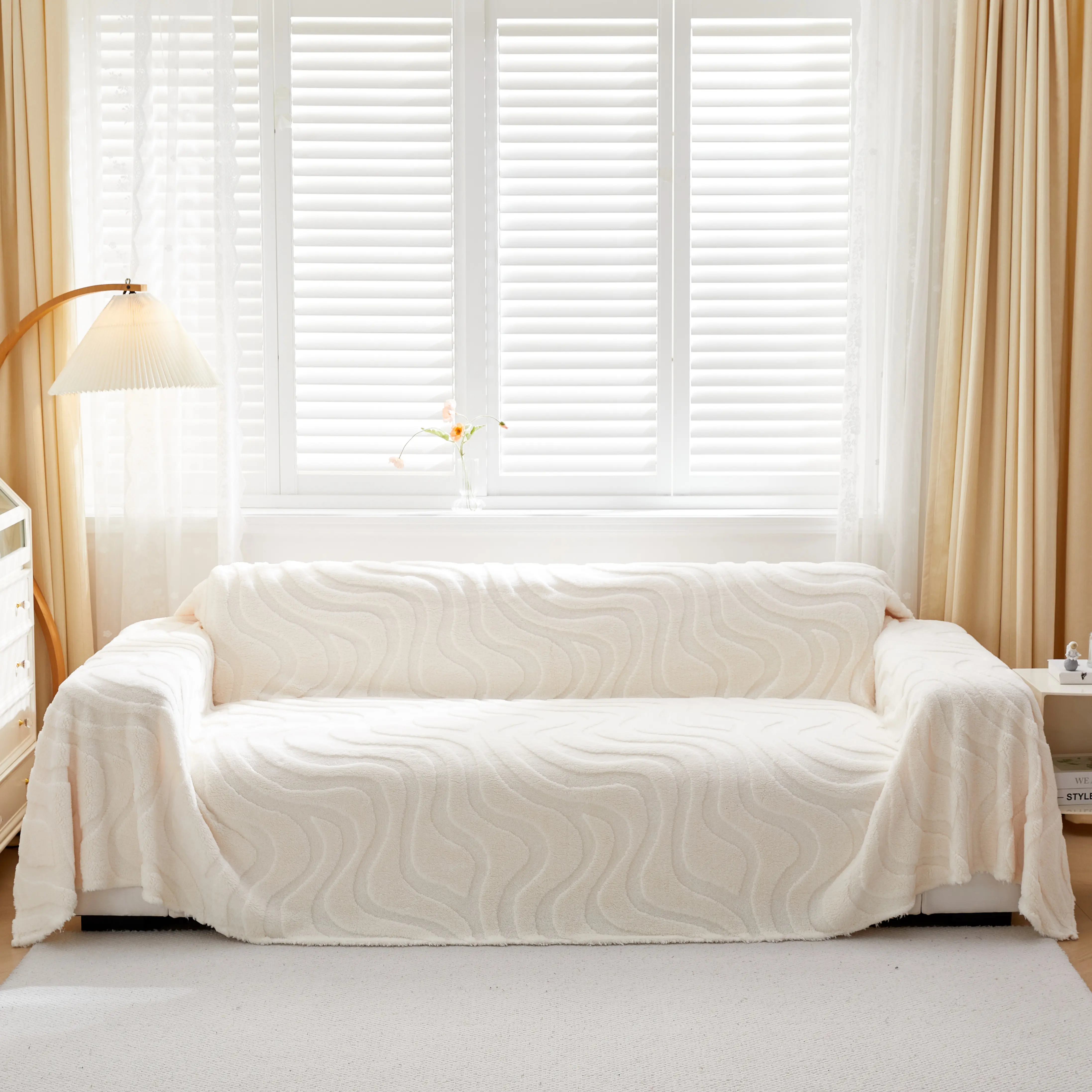 Thick Plush Jacquard Velvet Throw Blanket on Sofa, Sofa Slipcovers and Sectional Sofa Covers - Image 74