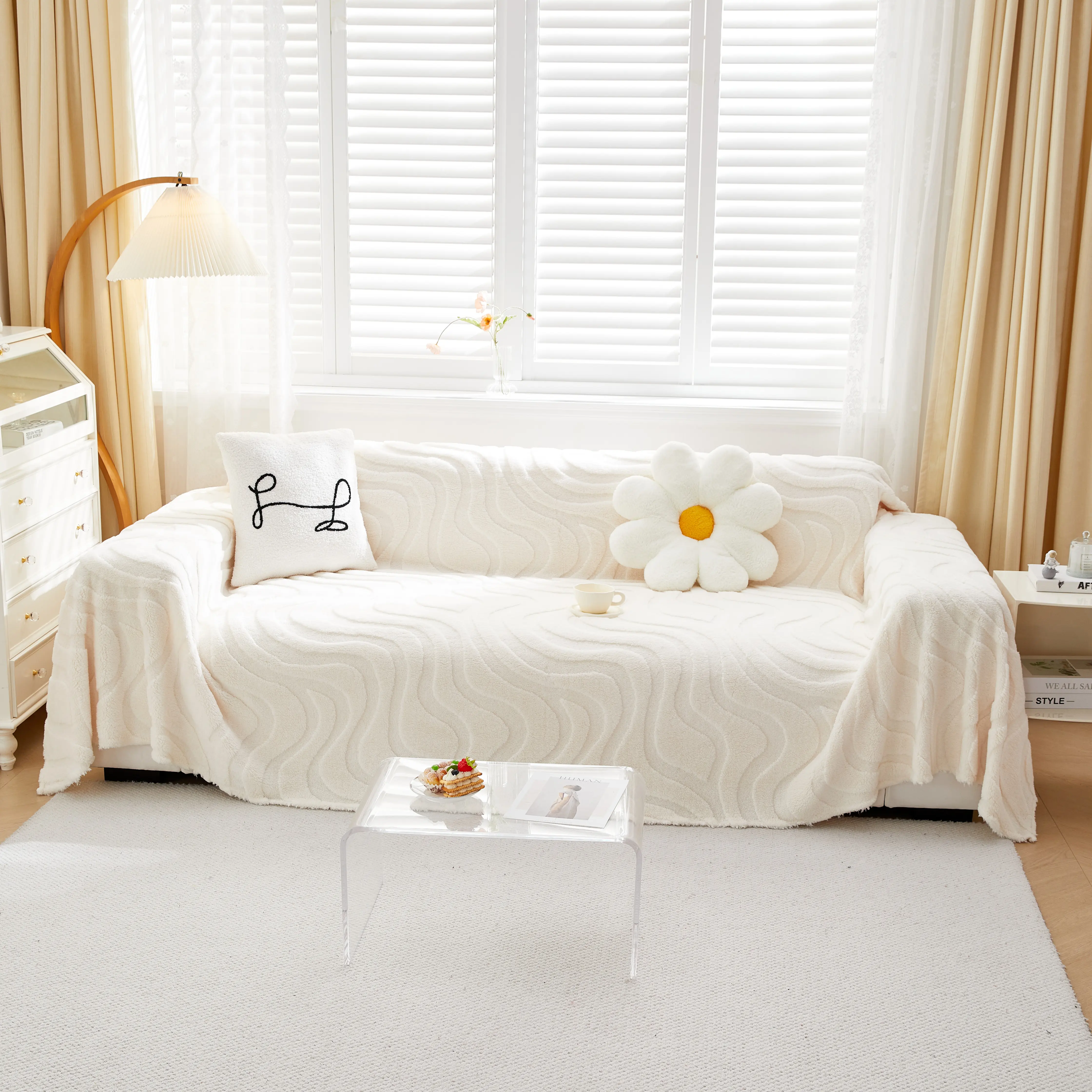 Thick Plush Jacquard Velvet Throw Blanket on Sofa, Sofa Slipcovers and Sectional Sofa Covers - Image 79