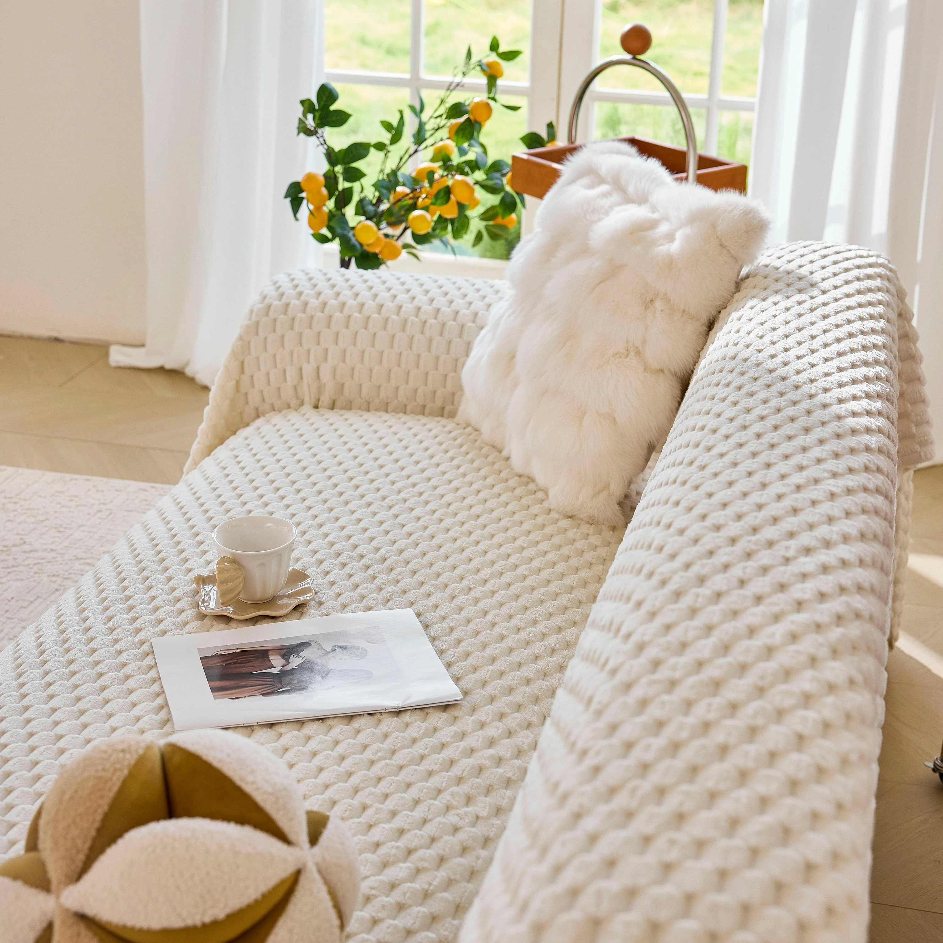 Thick Plush Non-Slip Sofa Throw Cover, Warm Soft Faux Fur Couch Protector for Winter - Image 10