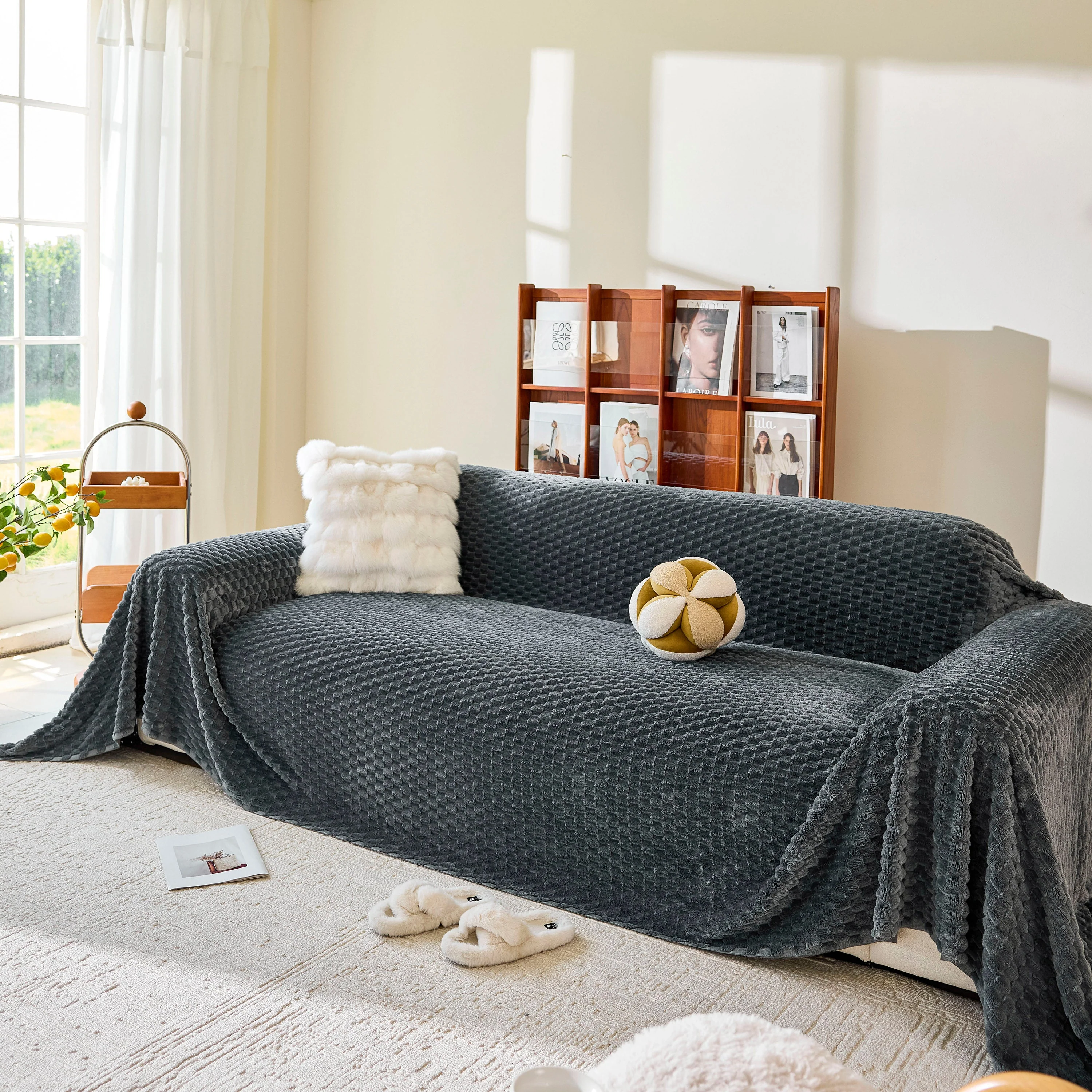 Thick Plush Non-Slip Sofa Throw Cover, Warm Soft Faux Fur Couch Protector for Winter - Image 111