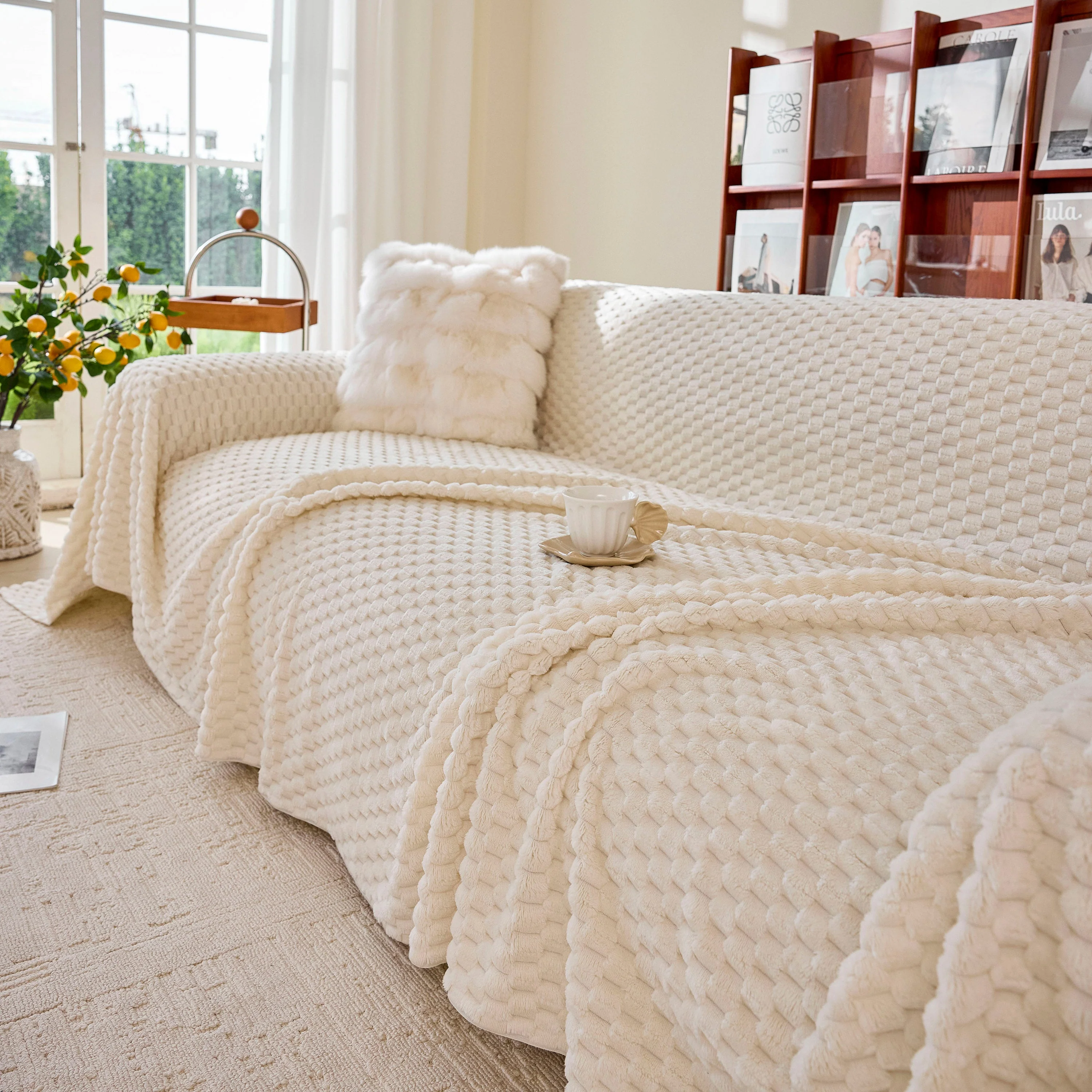 Thick Plush Non-Slip Sofa Throw Cover, Warm Soft Faux Fur Couch Protector for Winter - Image 18