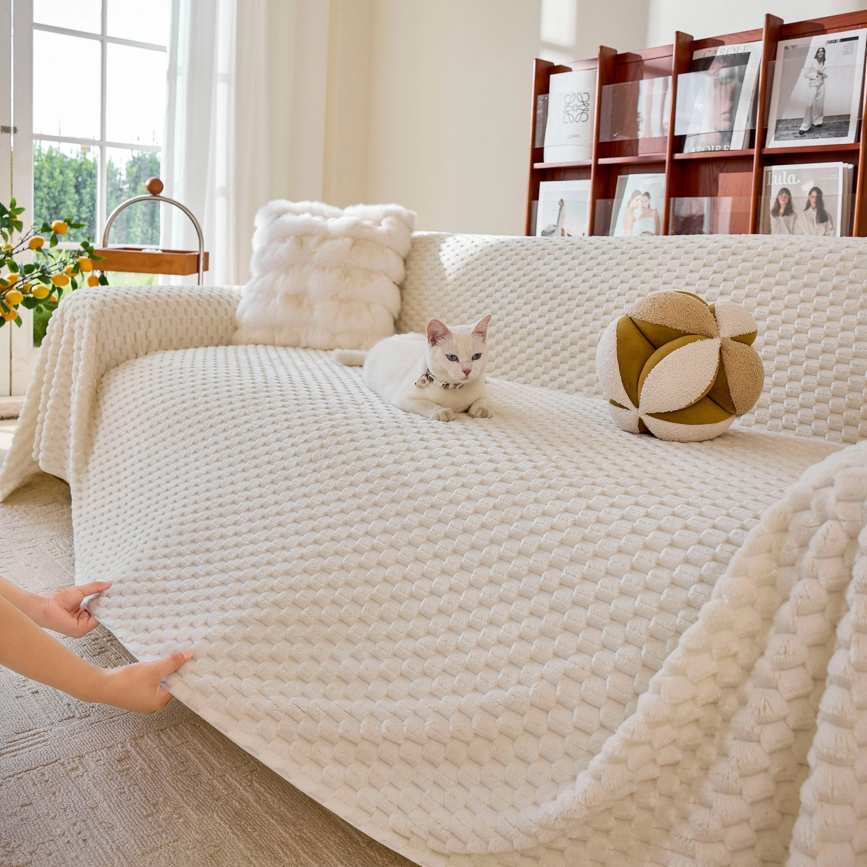 Thick Plush Non-Slip Sofa Throw Cover, Warm Soft Faux Fur Couch Protector for Winter - Image 21
