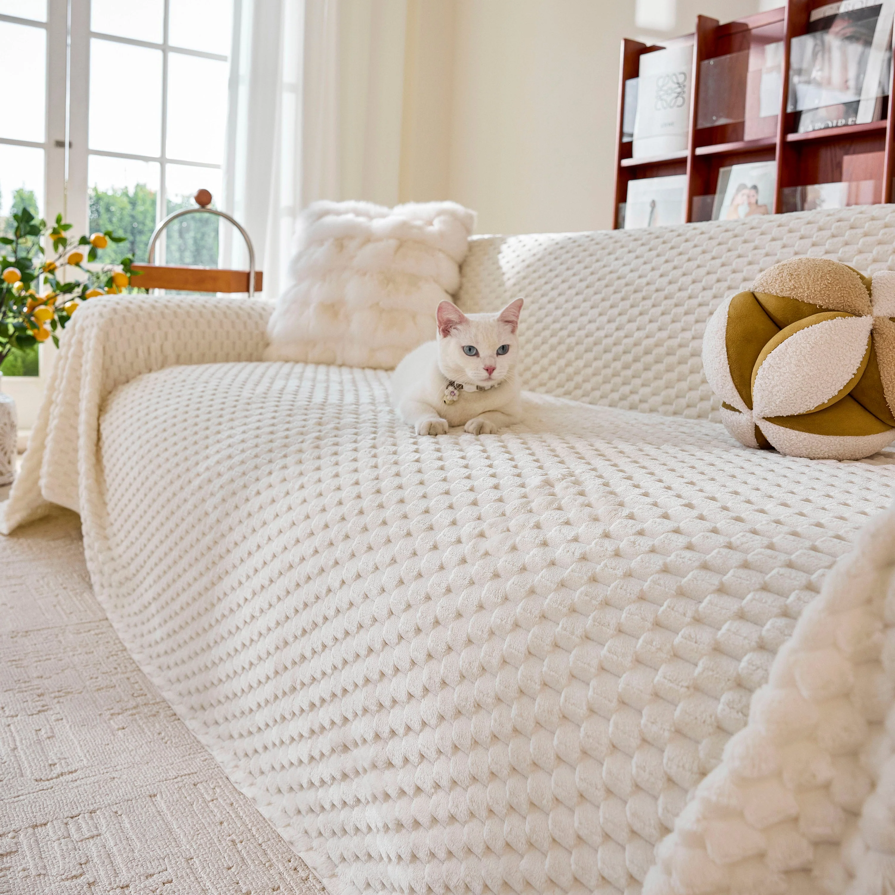 Thick Plush Non-Slip Sofa Throw Cover, Warm Soft Faux Fur Couch Protector for Winter - Image 22