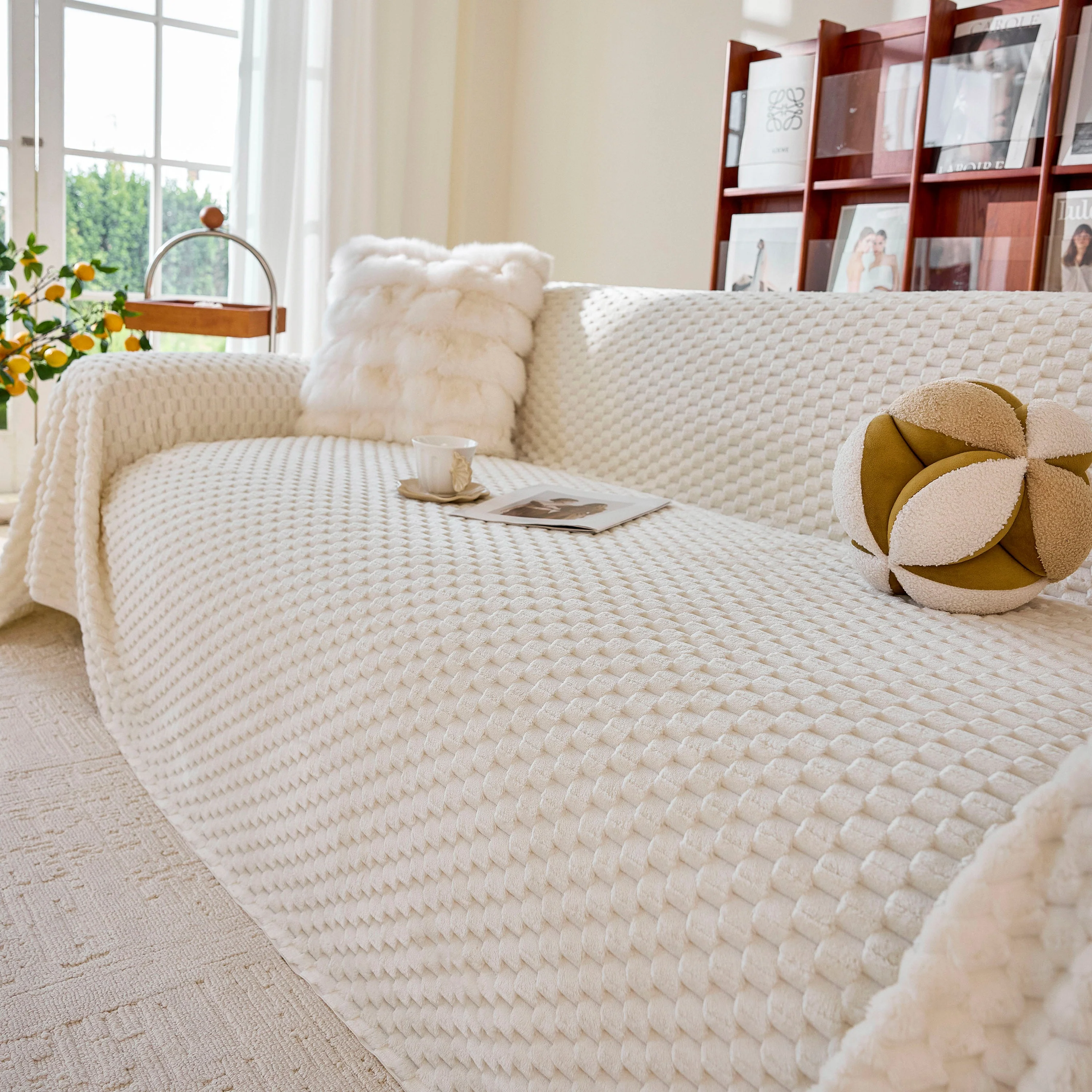 Thick Plush Non-Slip Sofa Throw Cover, Warm Soft Faux Fur Couch Protector for Winter - Image 23