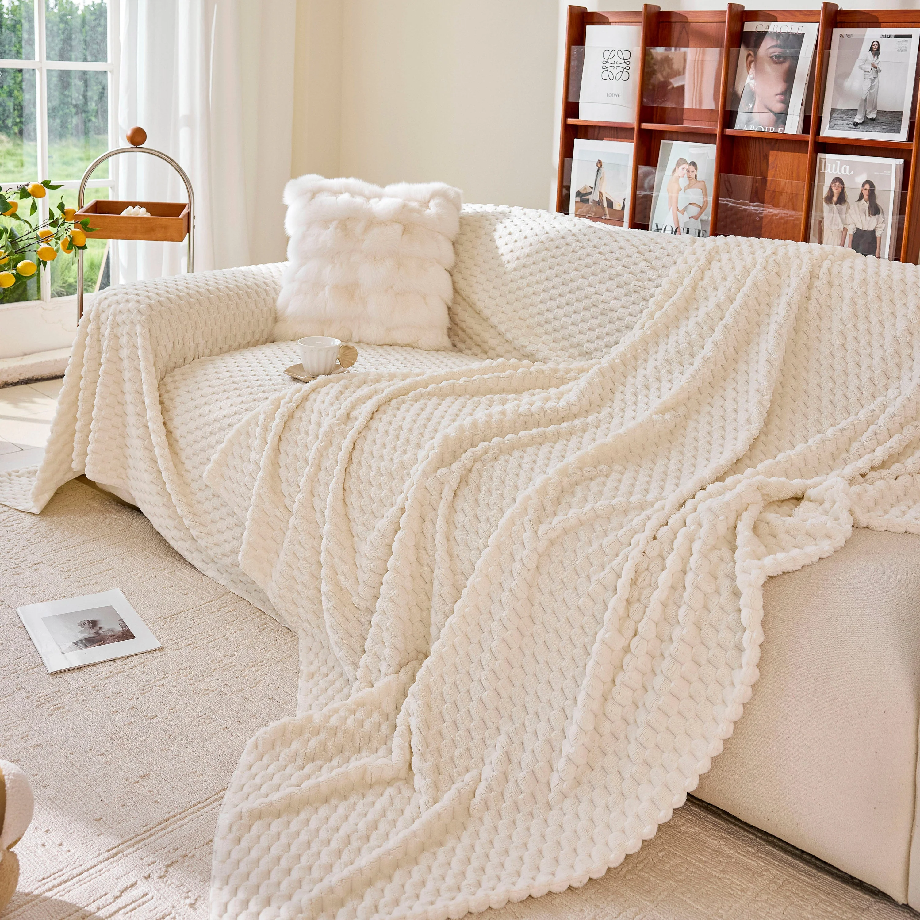 Thick Plush Non-Slip Sofa Throw Cover, Warm Soft Faux Fur Couch Protector for Winter - Image 24