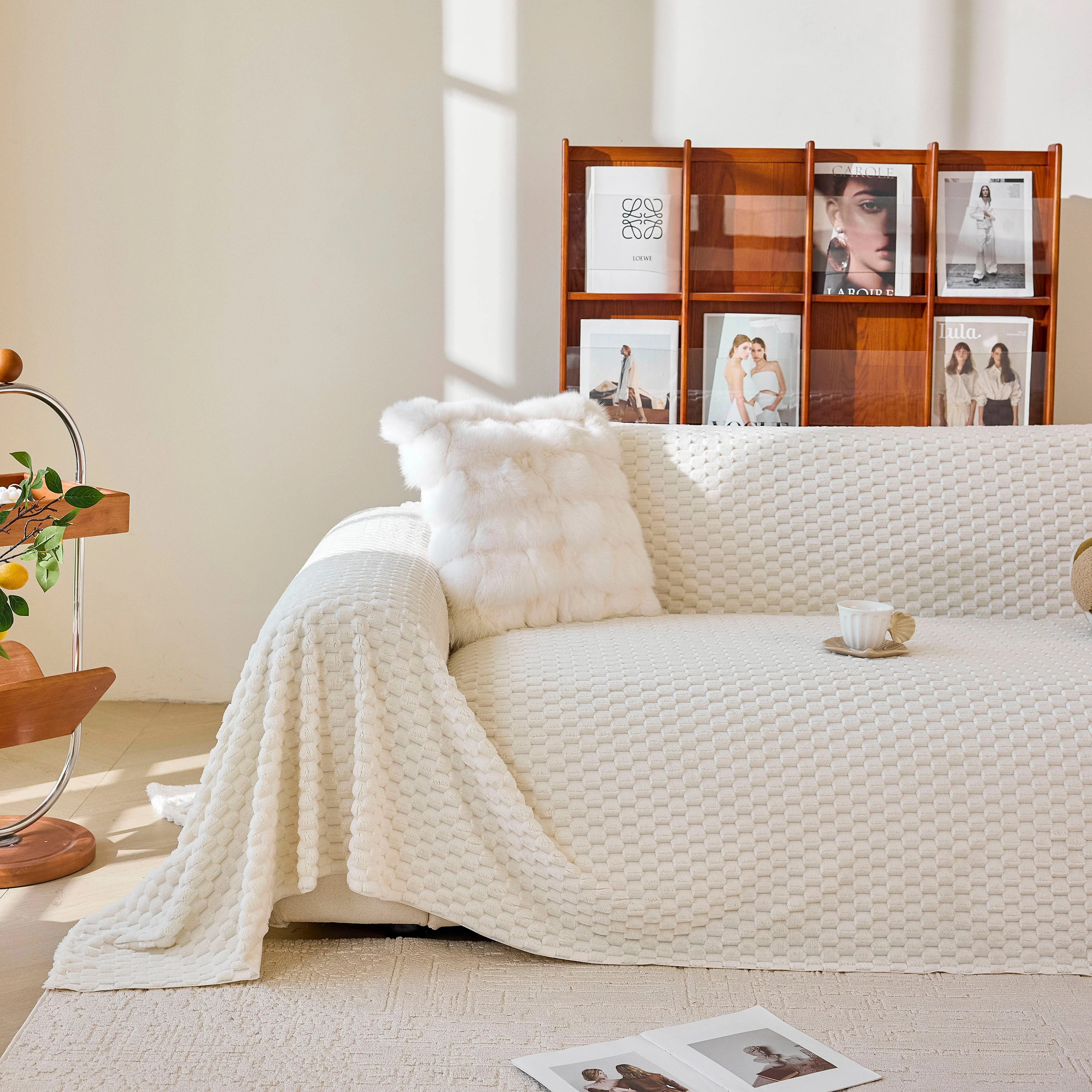 Thick Plush Non-Slip Sofa Throw Cover, Warm Soft Faux Fur Couch Protector for Winter - Image 26