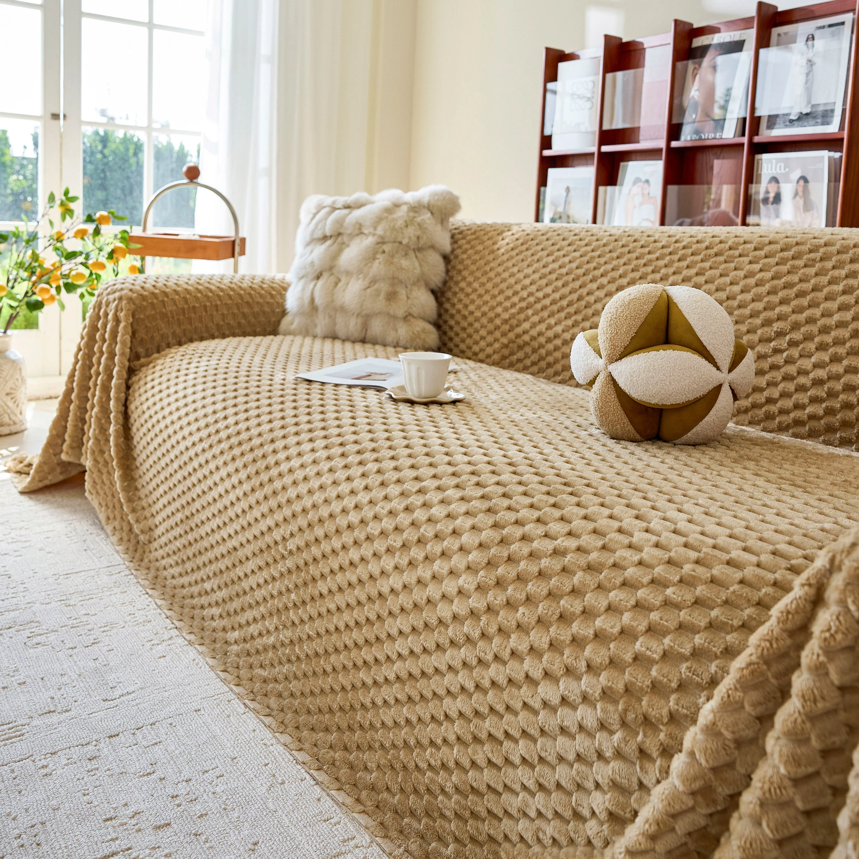 Thick Plush Non-Slip Sofa Throw Cover, Warm Soft Faux Fur Couch Protector for Winter - Image 28