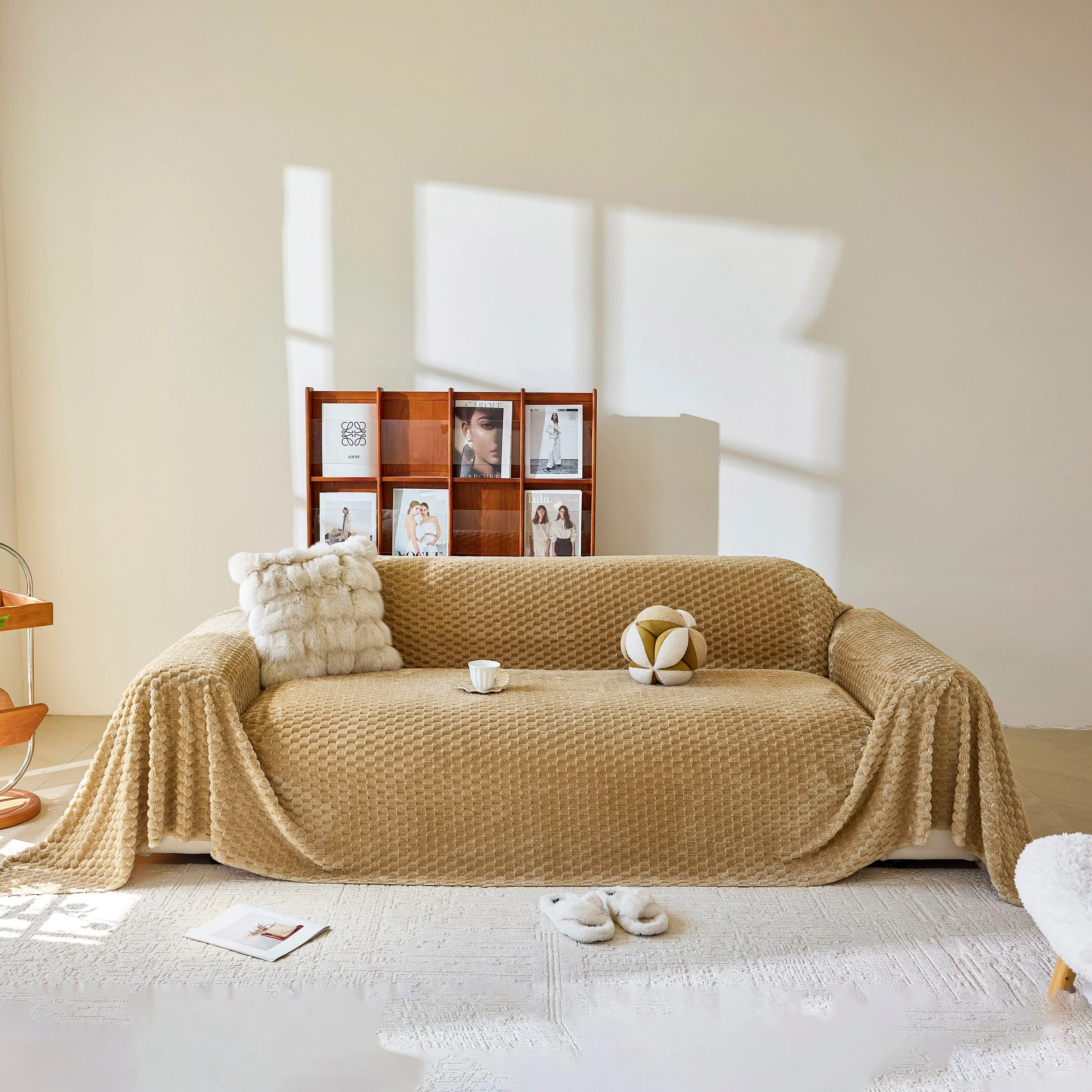 Thick Plush Non-Slip Sofa Throw Cover, Warm Soft Faux Fur Couch Protector for Winter - Image 29